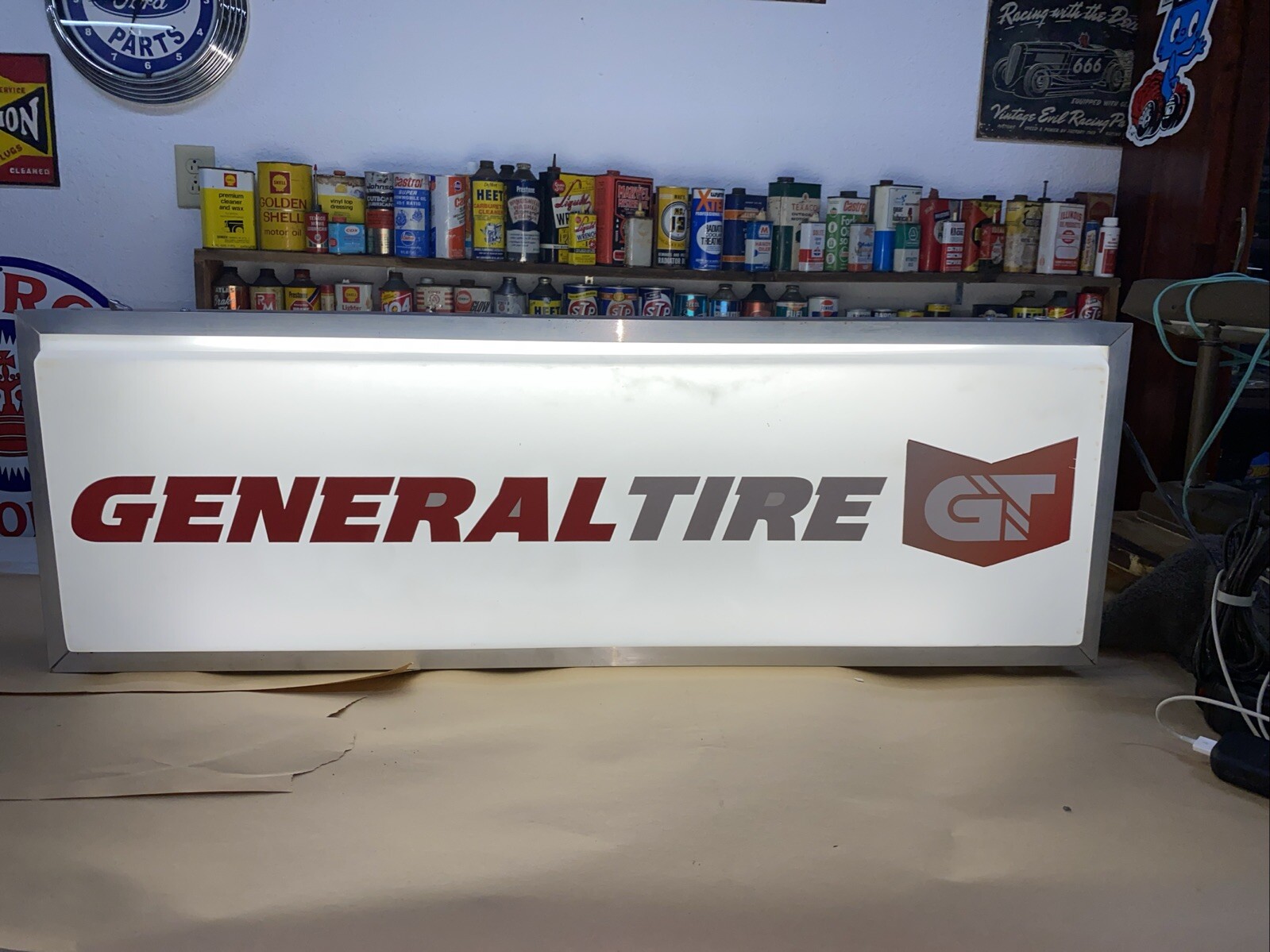 General Tire Dealer Lighted Sign Double Sided Check Out The Pics 2 Sided