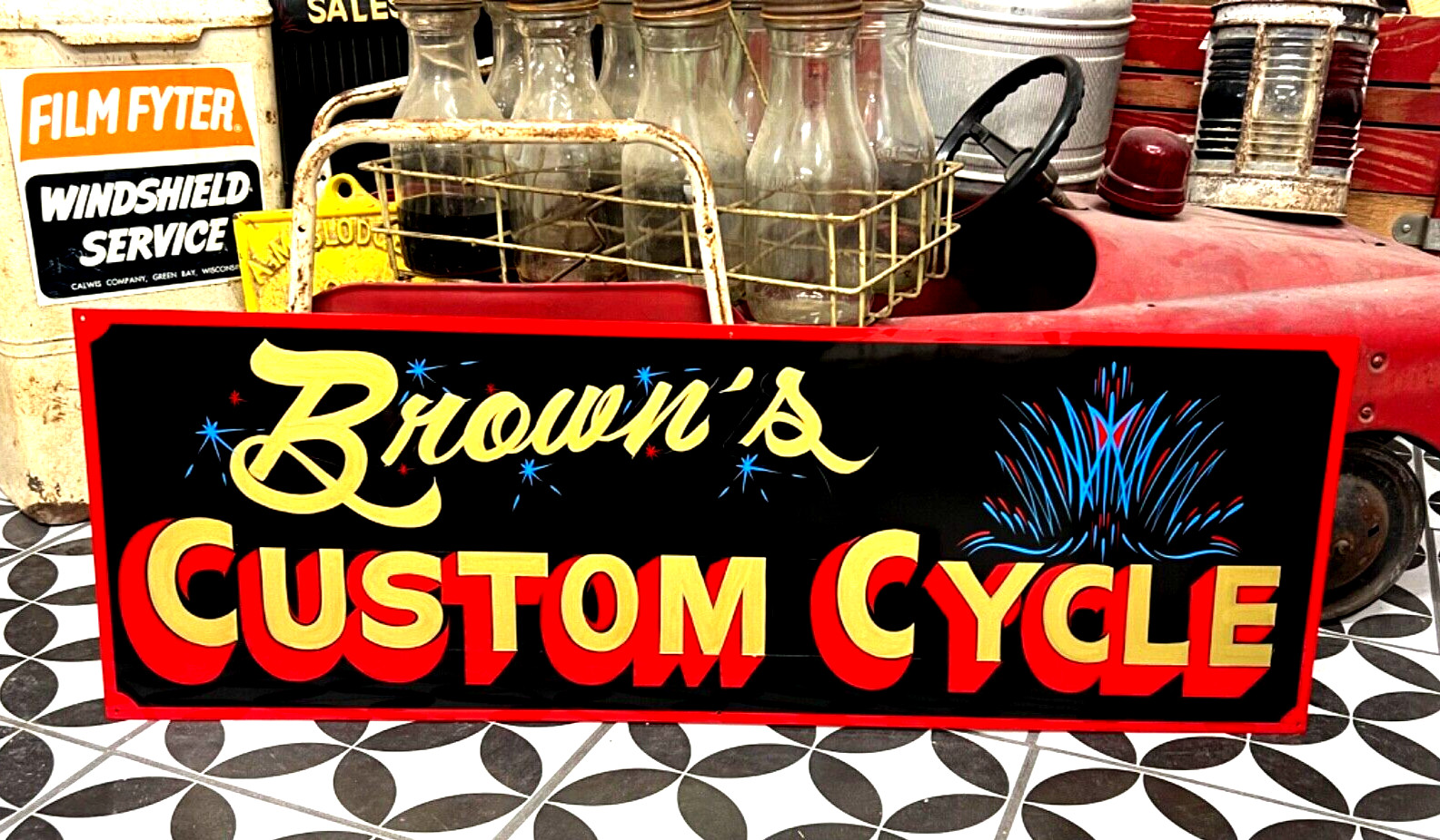 ORDRER AN ORIGINAL NAME BUSINESS SIGN HAND PAINTED PINSTRIPES BICYCLE CYCLE SHOP