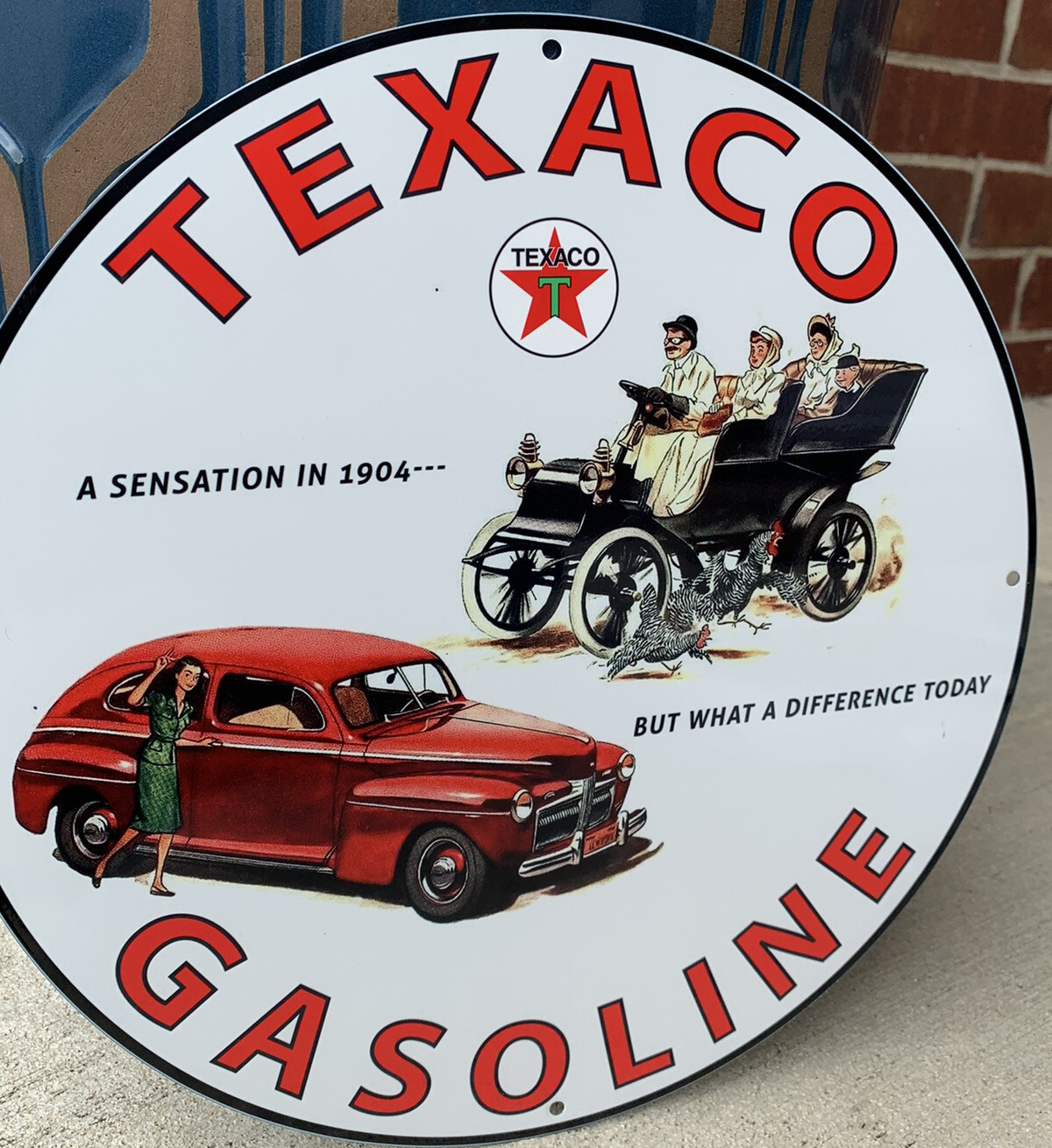 Vintage Style Texaco Gasoline Retro Gas Oil Metal Heavy Sign