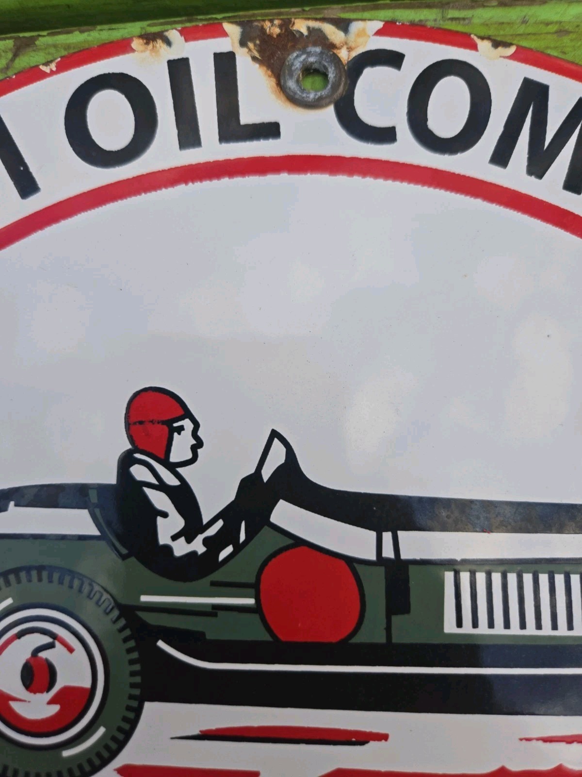 Mobil Oil Vacuum Oil Co. Gargoyle Porcelain Advrt. Sign 11 3/4″