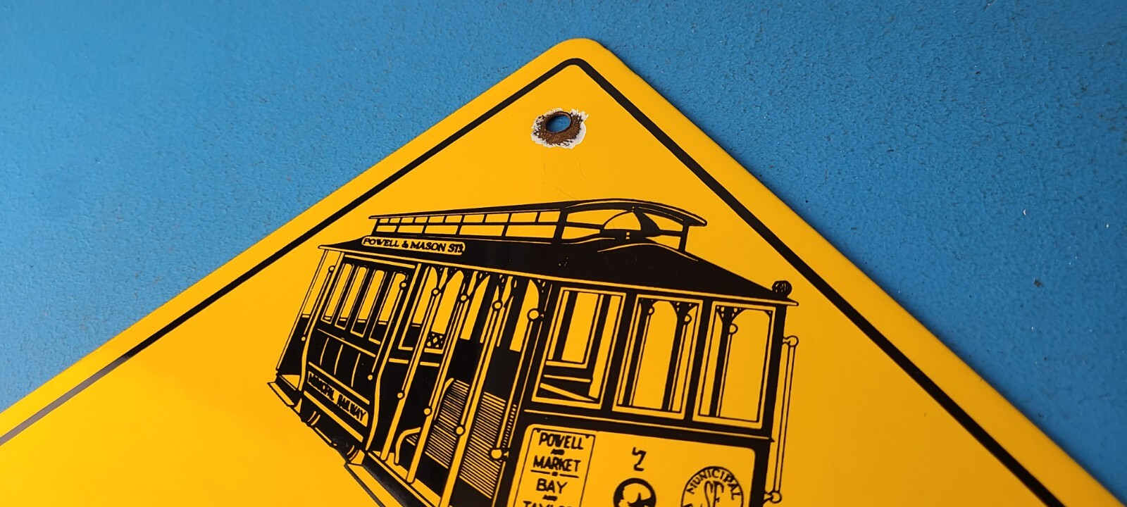 Vintage SFO Municipal Railway Sign – XING Trains Railway Porcelain Gas Pump Sign