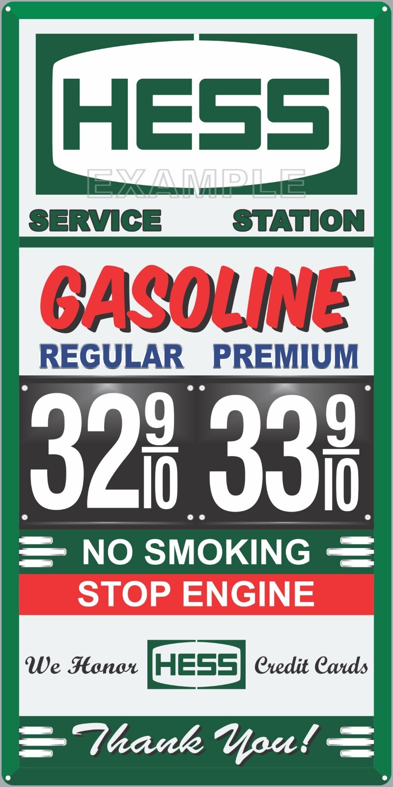 HESS GAS STATION PRICE PER GALLON OLD PUMP SIGN REMAKE ALUMINUM SIZE OPTIONS