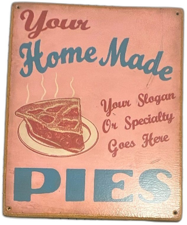 Vintage Style Homemade Pies Pink Wood Kitchen Sign With Custom Slogan Option