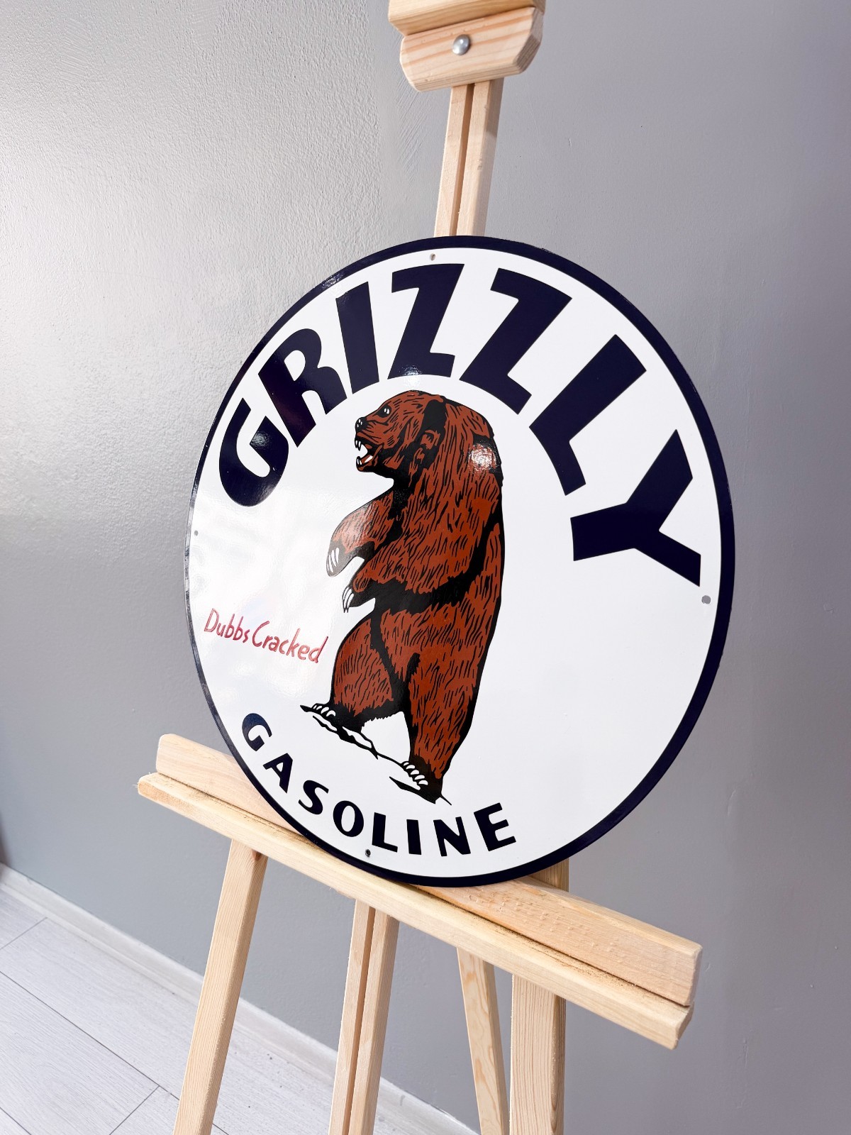 Vintage Bear Oil Company Grizzly Gasoline Heavy Metal Sign – 19.7″ (50cm)