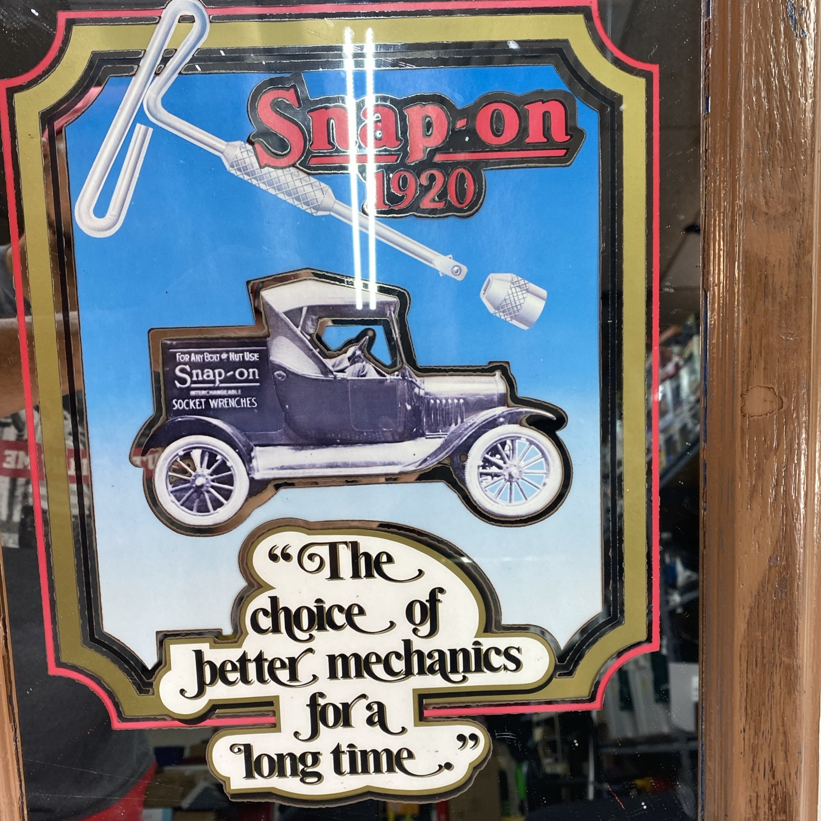Vintage Snap-on Tools 1920 Mirror Sign – Classic Car Garage Wall Art Framed Wood