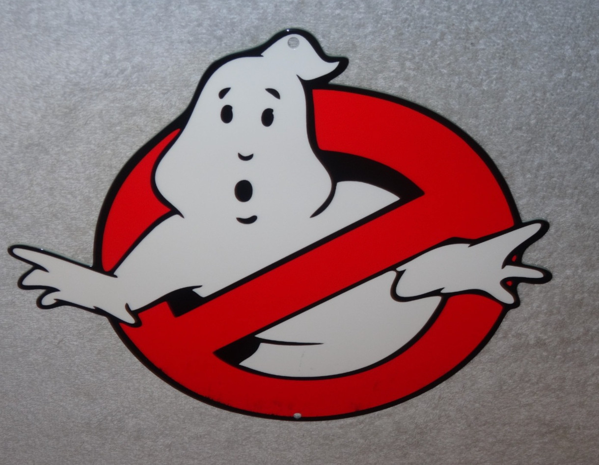 VINTAGE GHOSTBUSTERS NO ICON GHOST👻1′ METAL MOVIE 2 3 TV SODA GASOLINE OIL SIGN
