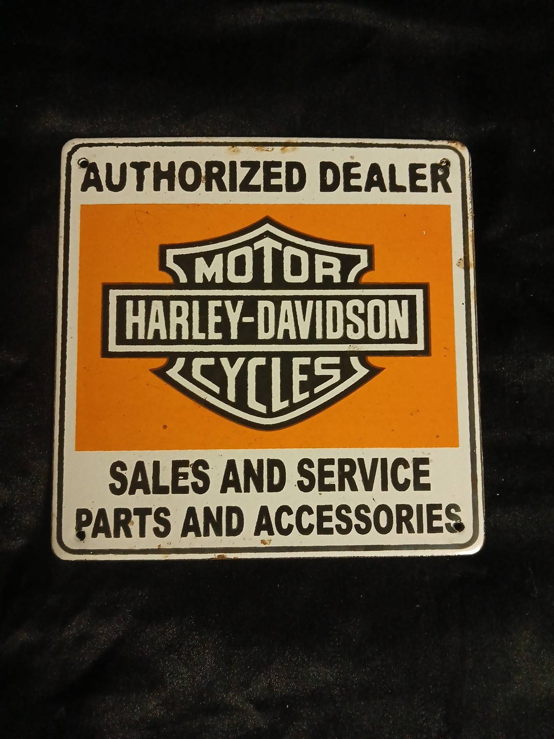 Vintage Harley Davidson Motorcycle Sign – Porcelain Sales Dealer Gas Pump Sign
