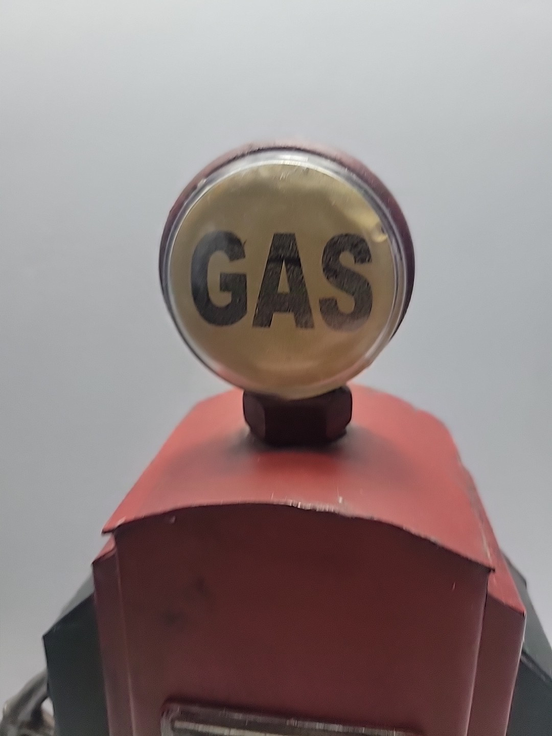 Vintage Tin Gas Pump Shelf Cabinet Display Piece 13″ Tall Red Texaco Style BoxC