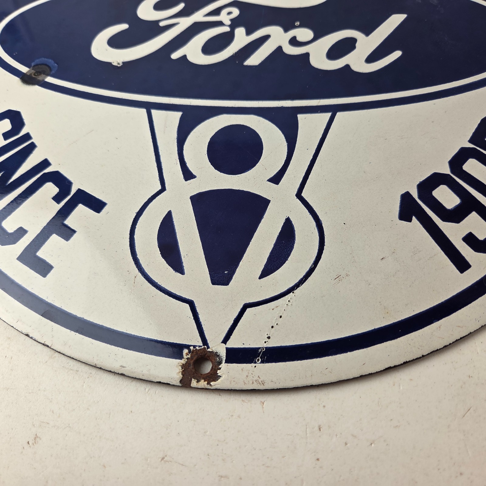 Two Vintage Ford Motors Service Dealership Porcelain Signs