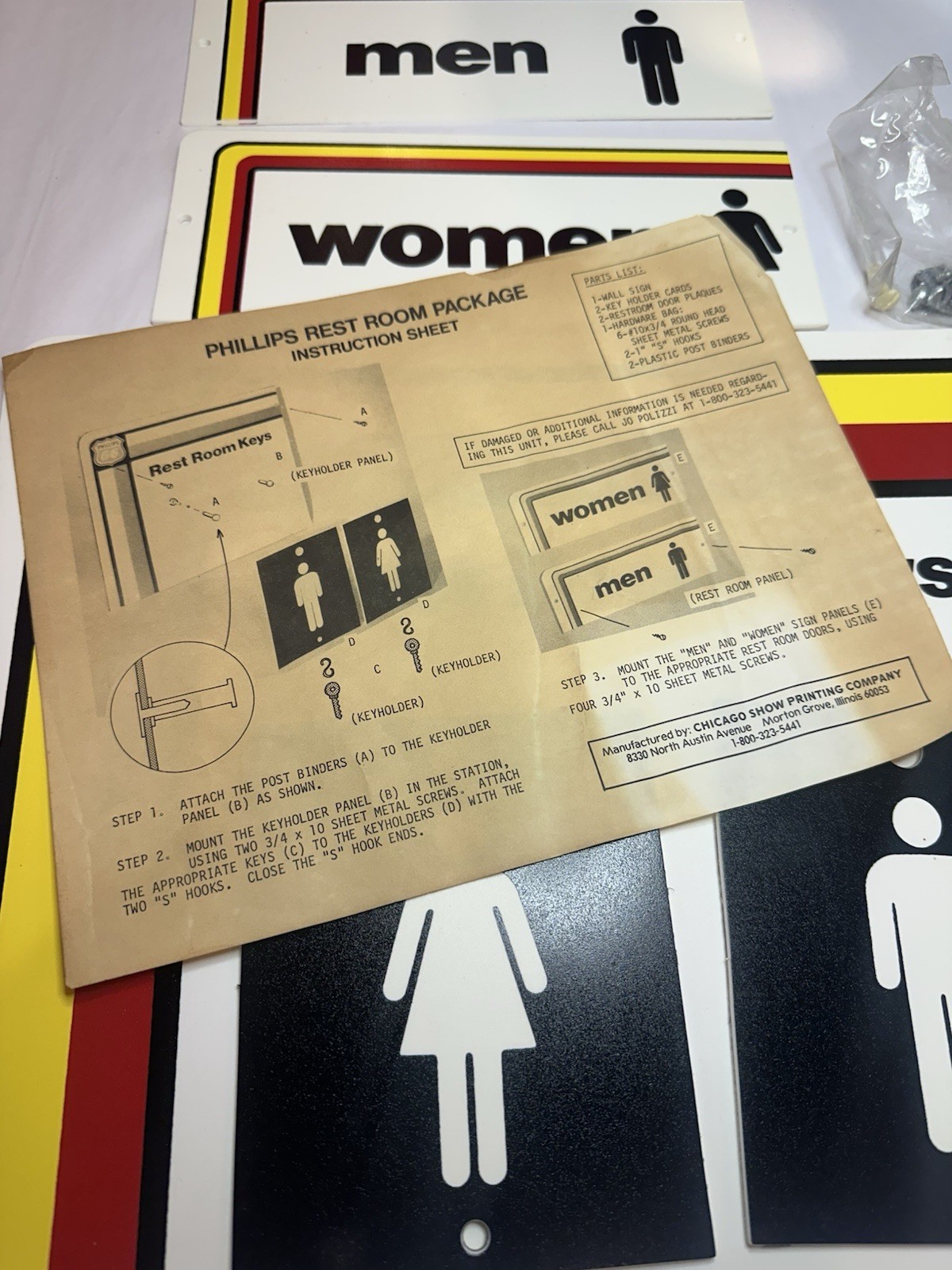 Original 1970’s Phillips 66 Restroom Sign Kit. NOS gas Station Advertising