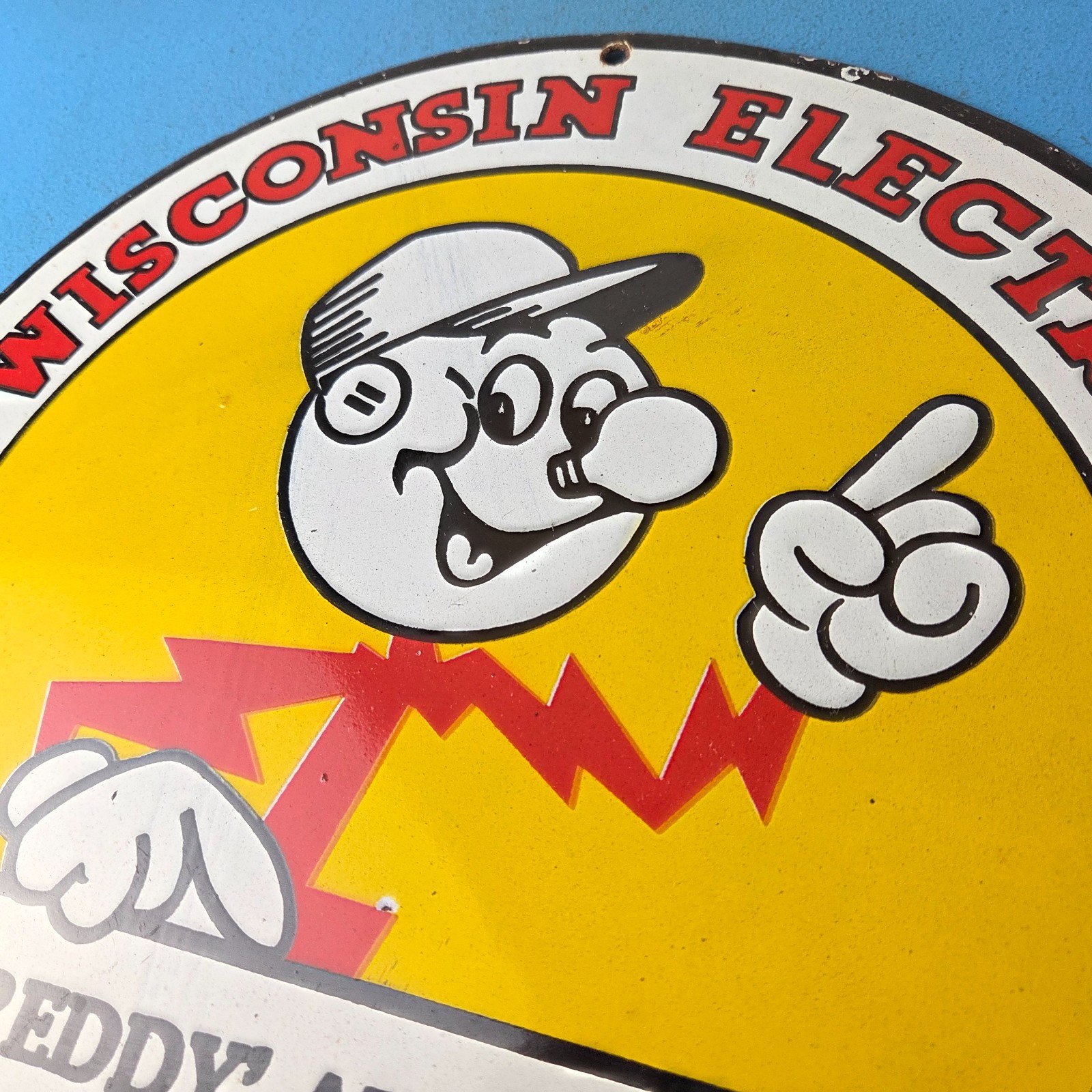 Vintage Electric Service Porcelain Sign – Advertising Gas Station Pump Sign