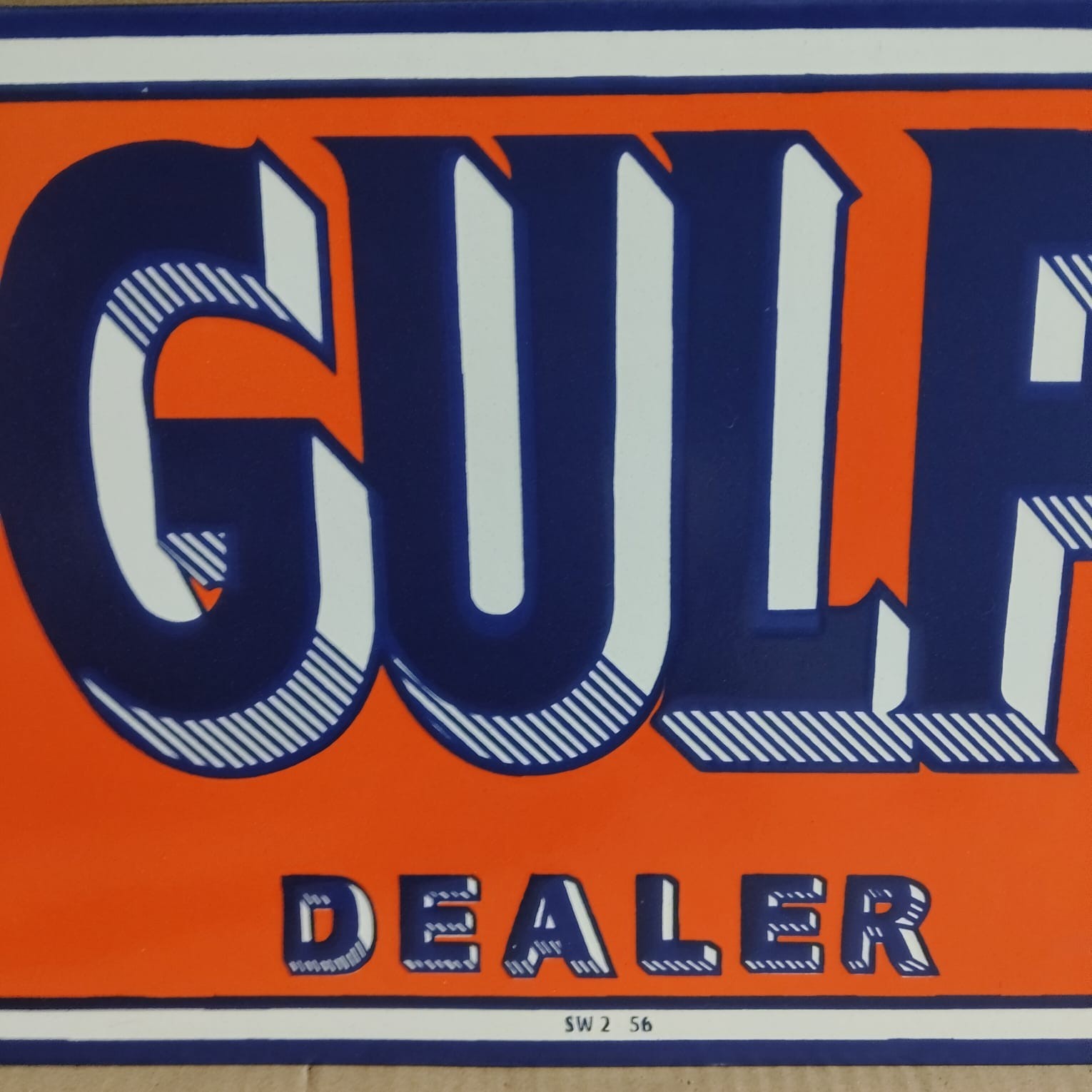 Gulf Dealer Porcelain Enamel Sign 18 x 10 Inches 2 Sided