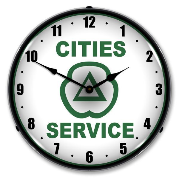 NEW CITIES SERVICE RETRO L.E.D. LIGHTED ADVERTISING CLOCK – FREE SHIPPING*