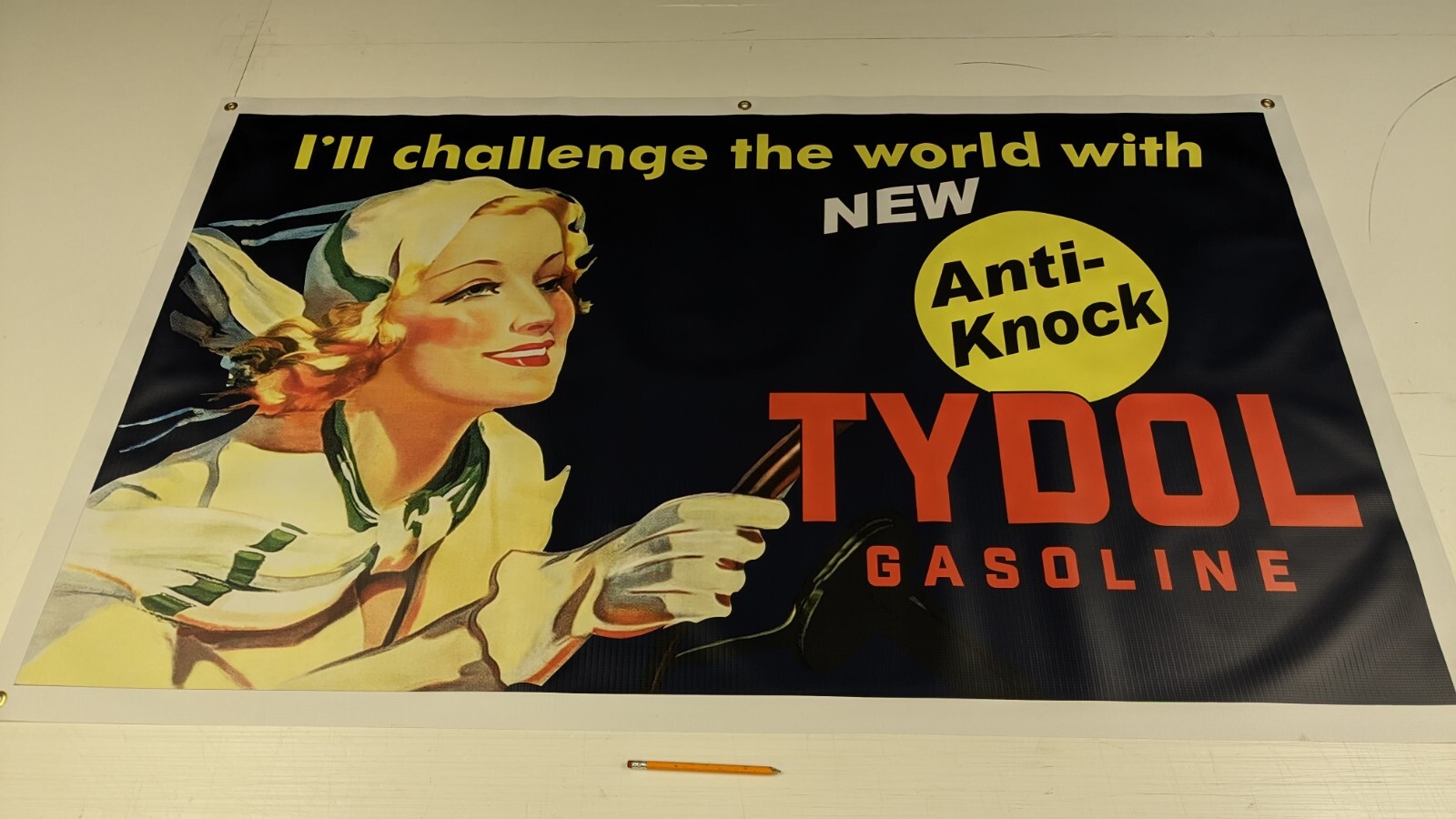 Tydol Gas 1930’s Vintage Style Dealer Promo Banner Sign Ad Sign Pennant