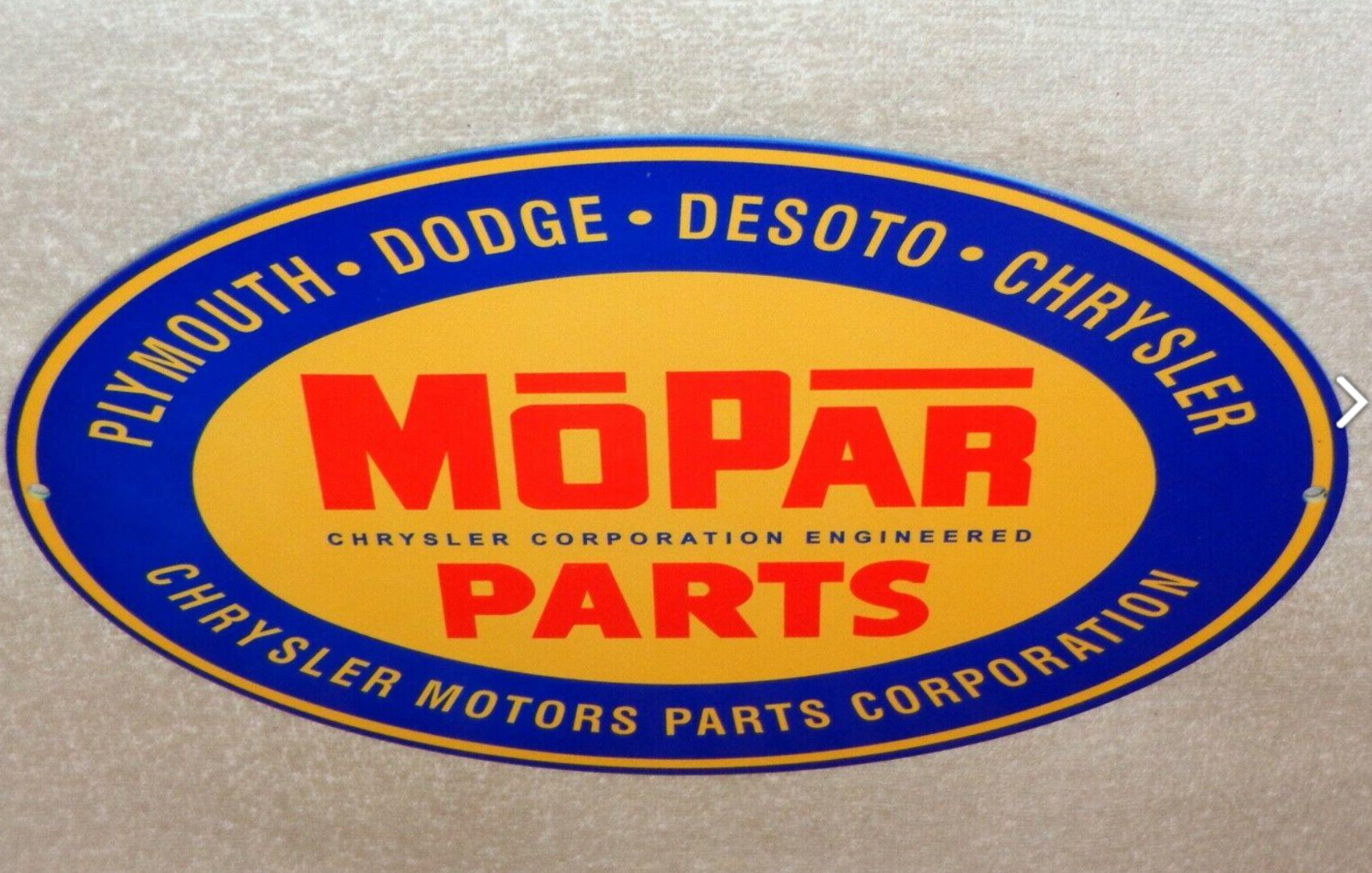 VINTAGE MOPAR PARTS CHRYSLER DODGE PLYMOUTH 1′ METAL CAR TRUCK GASOLINE OIL SIGN
