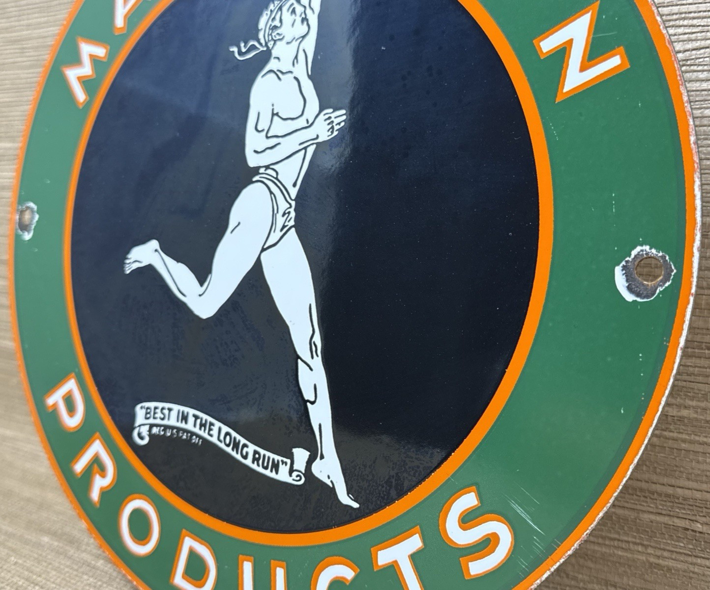 VINTAGE MARATHON GASOLINE PORCELAIN SIGN STORE GAS STATION MOTOR OIL PUMP