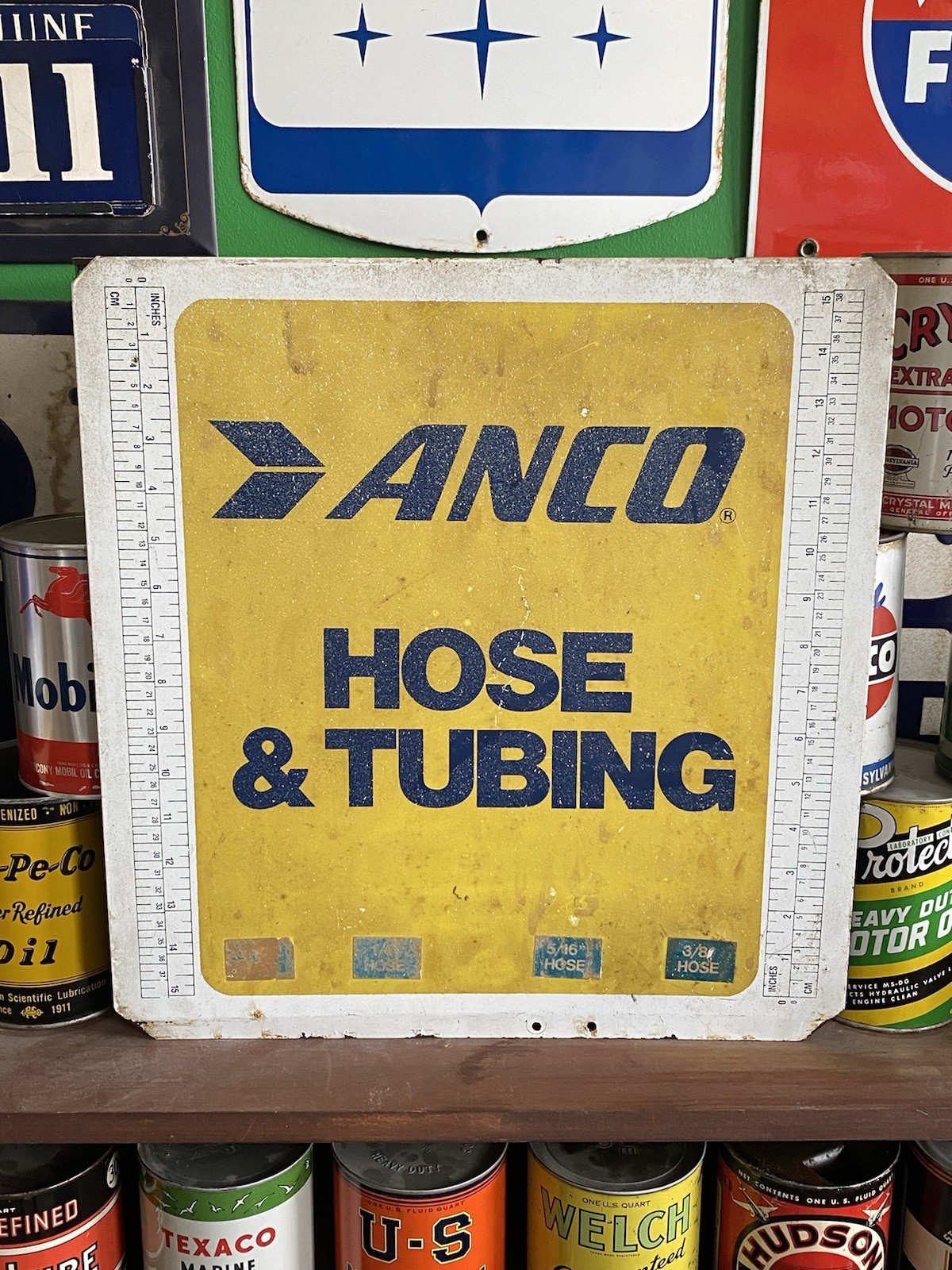 Old ANCO Auto Parts Sign Original Gas Station Ad Motor Oil Can Antique Mobil DX