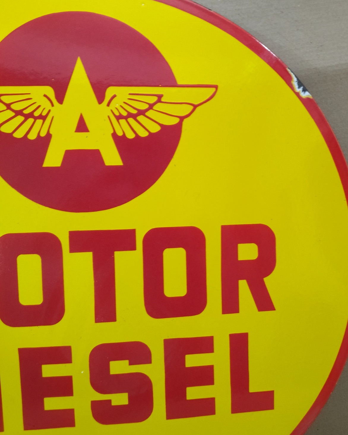 Flying A Motor Diesel Fuel Porcelain Enamel Sign 30 X 30 Inches 1 sides