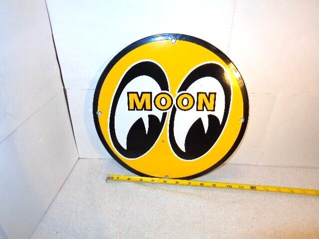 VINTAGE MOON EYES SPEED & POWER EQUIPMENT 11 3/4″ HOT ROD RACE GASOLINE OIL SIGN