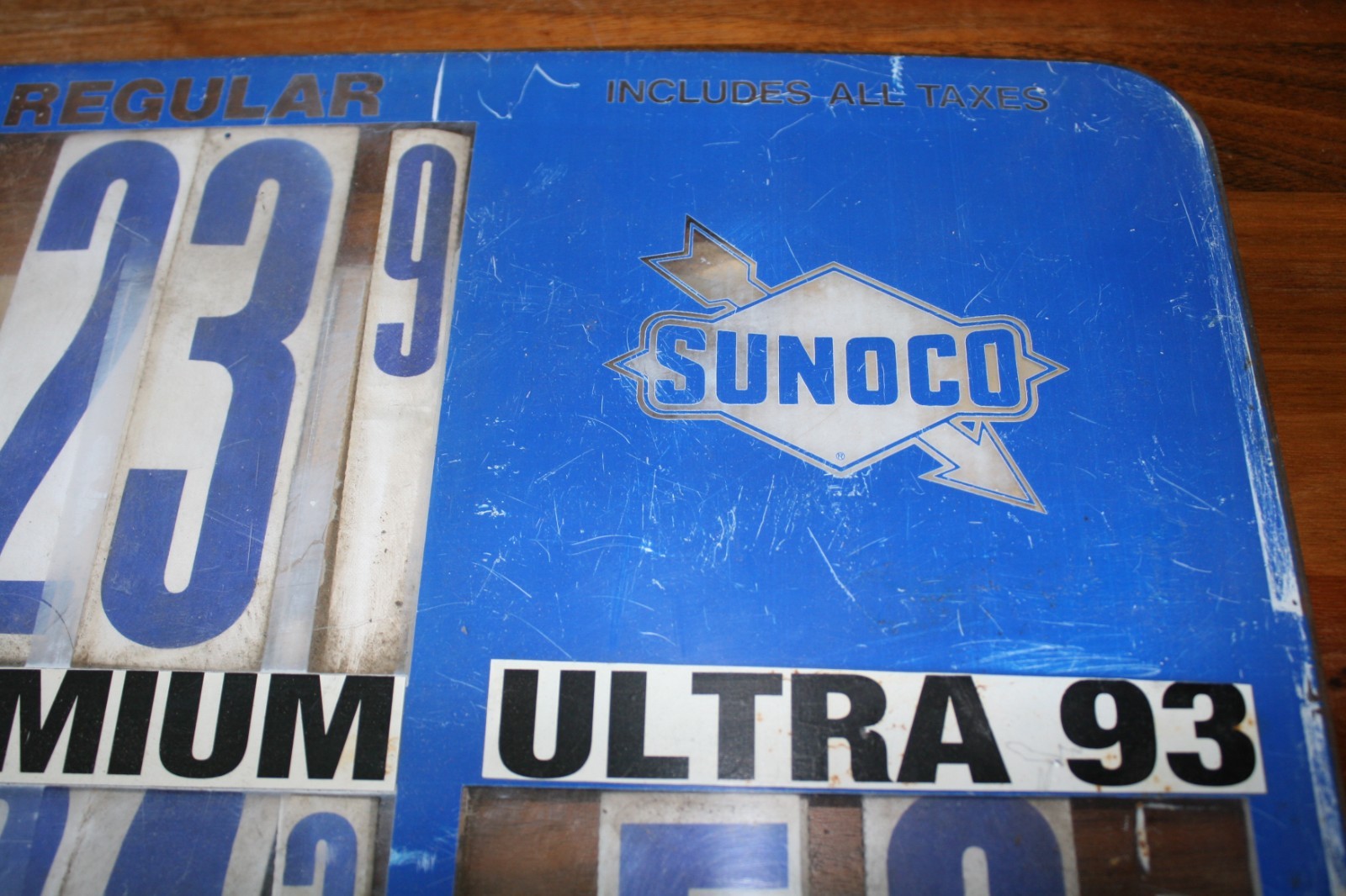 Vintage Sunoco Visible Gas Pump Price Holder Sign Service Station