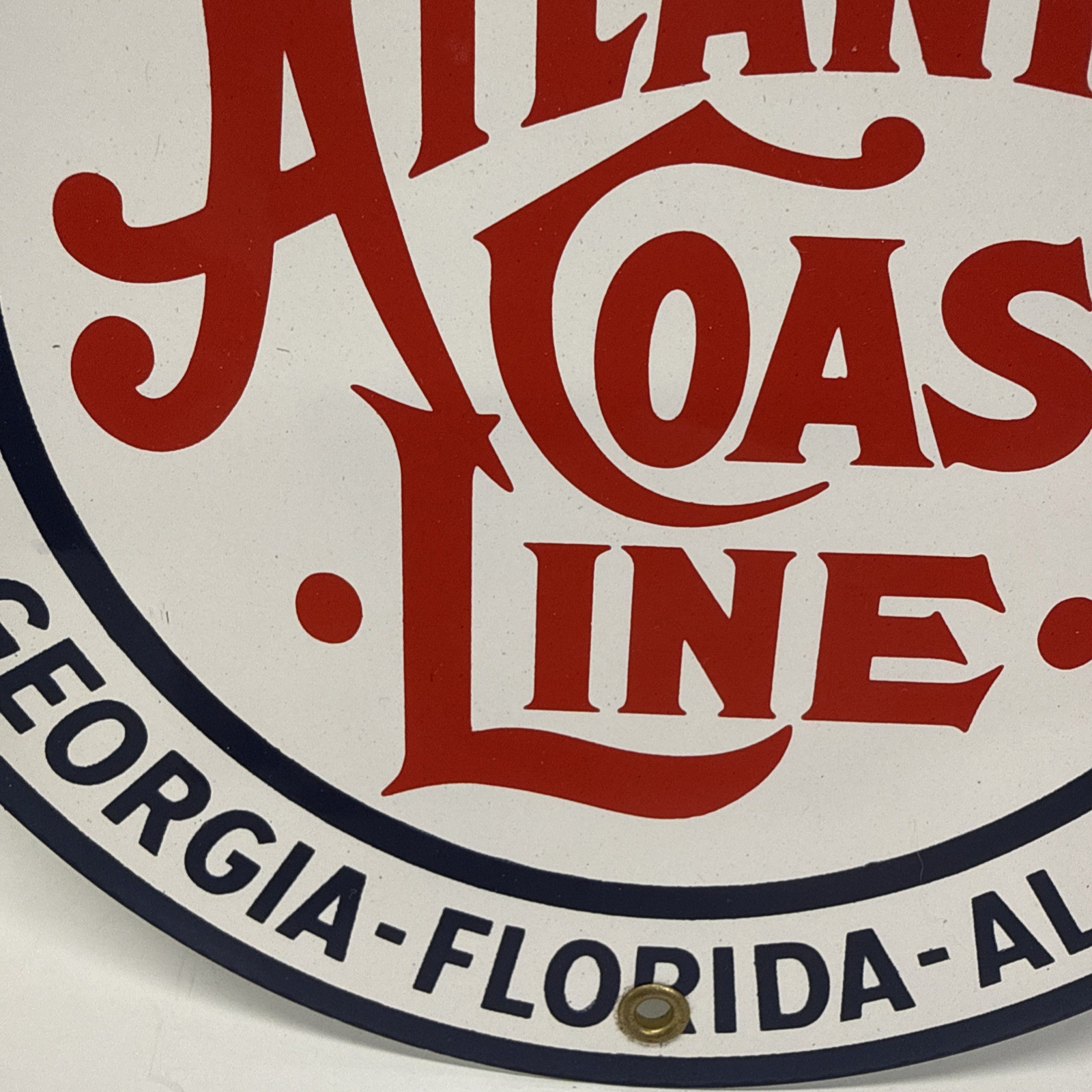 Vintage Atlantic Coast Line Railroad Railway Porcelain Enameled Metal Sign