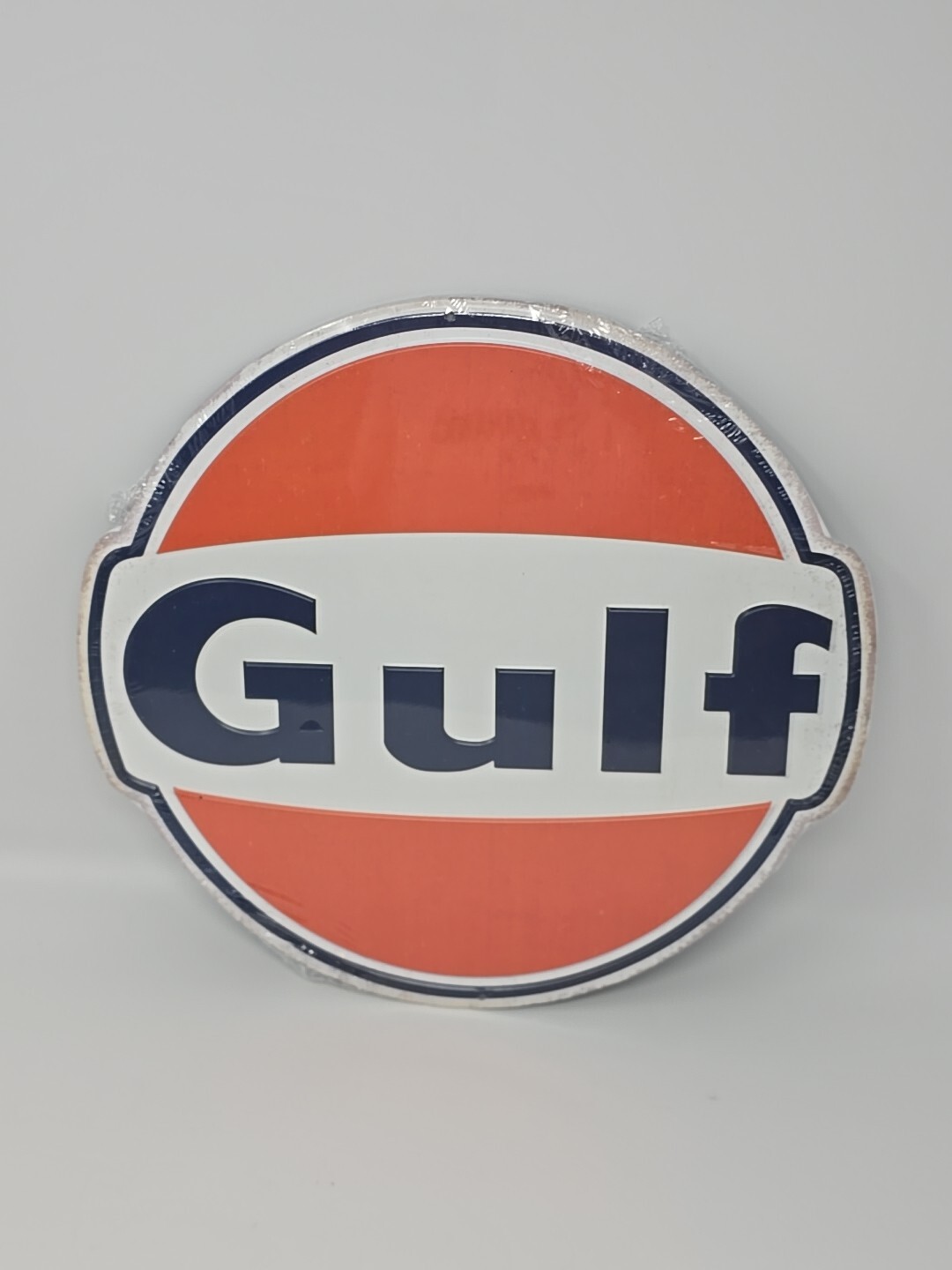 ⛽️GULF Gasoline/Oil Gas Station 12″ Die Cut Embossed Tin Sign WALL DECOR~MANCAVE