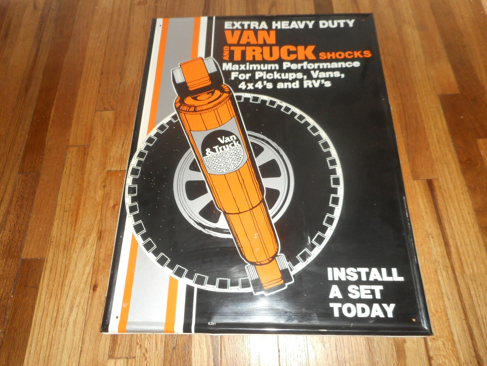 Vintage VAN & TRUCKS SHOCKS Metal GAS SERVICE STATION ADVERTISING SIGN