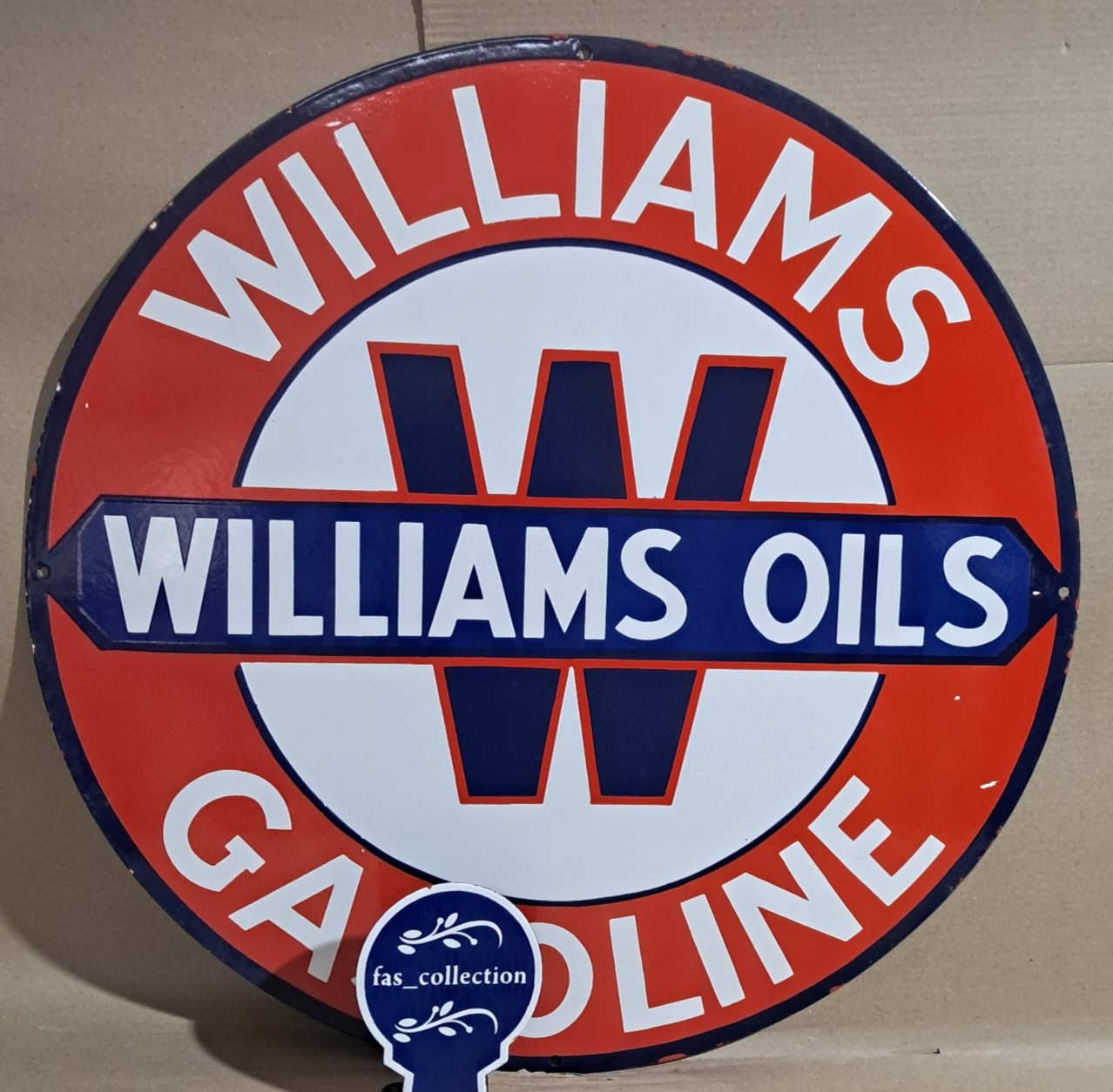 Willaims Oils Gasoline porcelain Enamel Sign 30 x 30 Inches 1 Sided