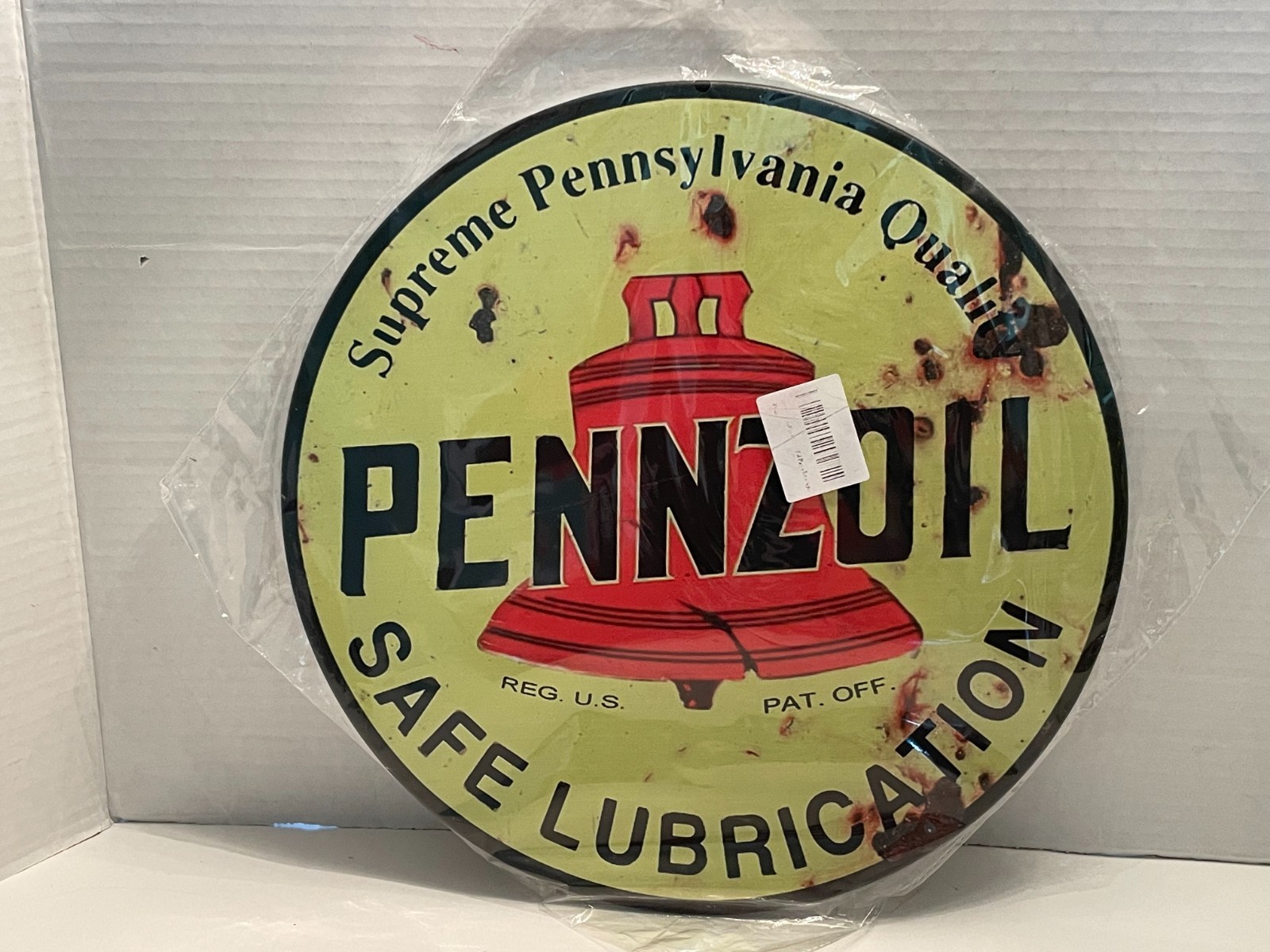 Retro Pennzoil Gas Station & Motor Oil 12″ Round Metal Tin Sign Rustic Looks