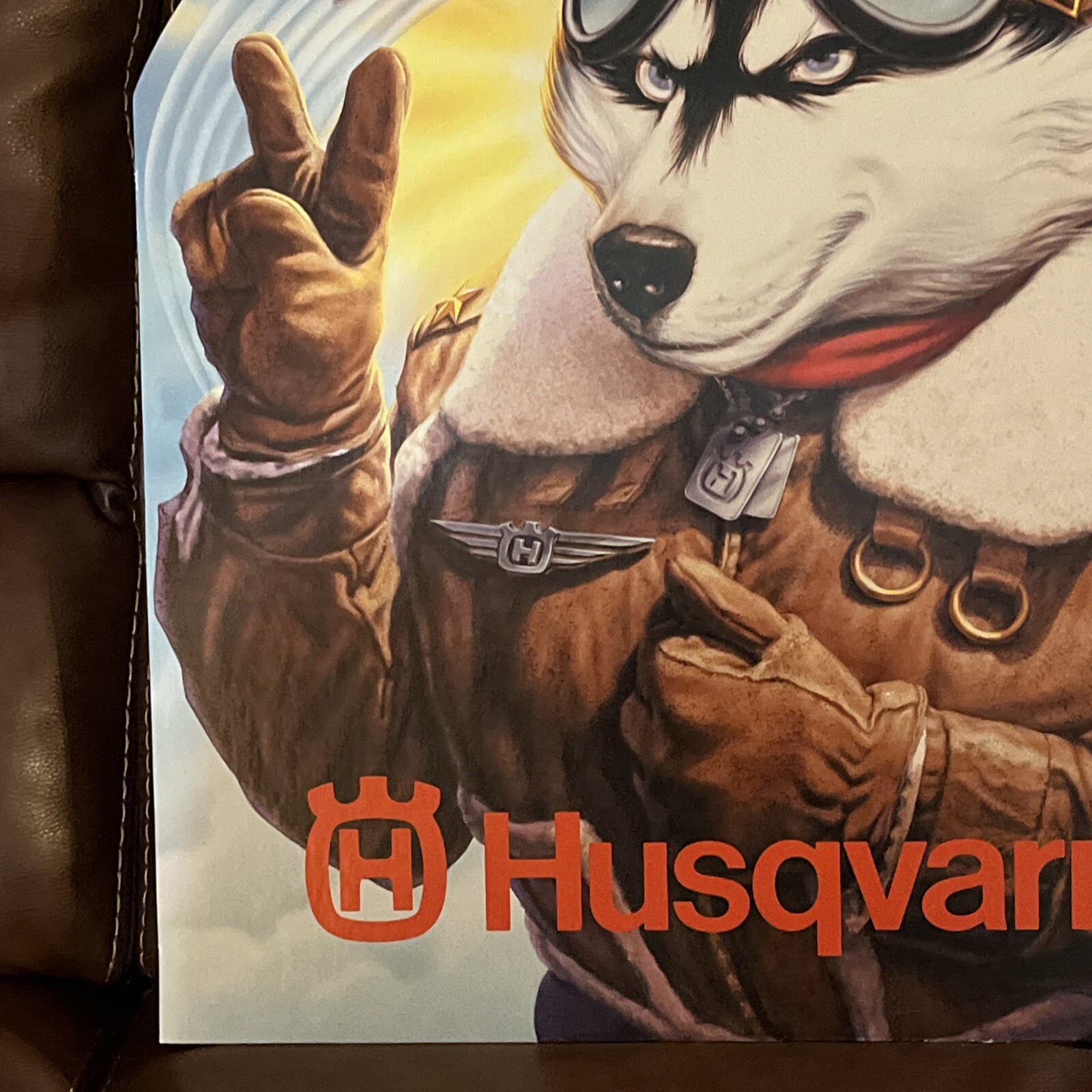 Vintage Chainsaw Sign Husqvarna HUSKY AIR POWER Cardboard Cutout NEW
