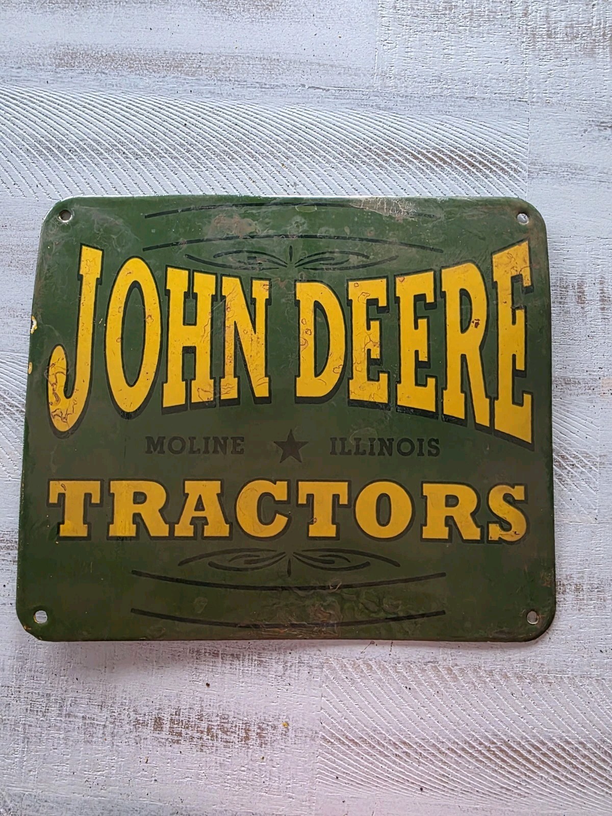 VINTAGE 1930’S JOHN DEERE TRACTORS PORCELAIN SIGN FARM EQUIPMENT 11″×9.5″