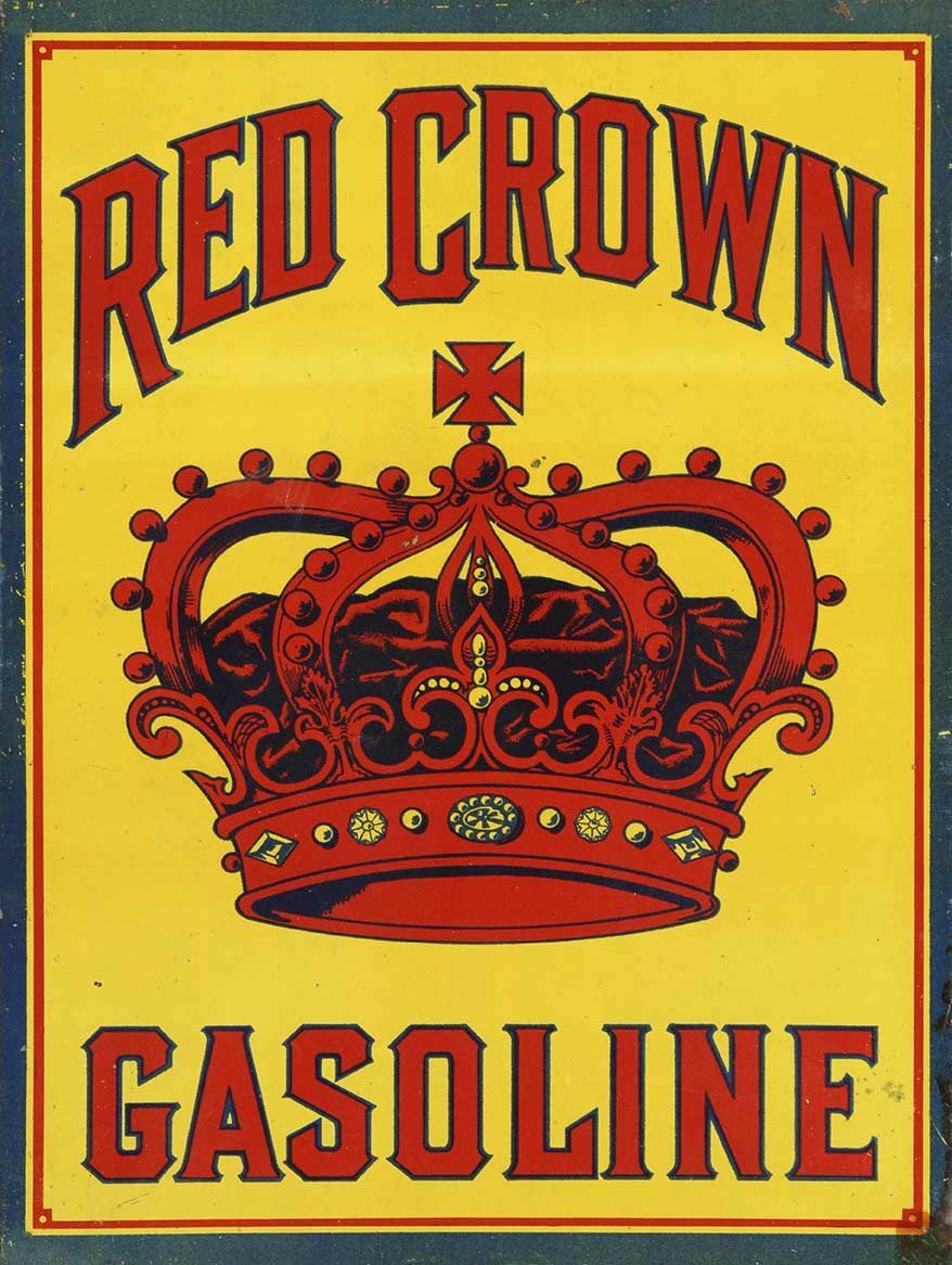 RED CROWN GASOLINE KINGS CROWN 16″ HEAVY DUTY USA MADE METAL ADVERTISING SIGN