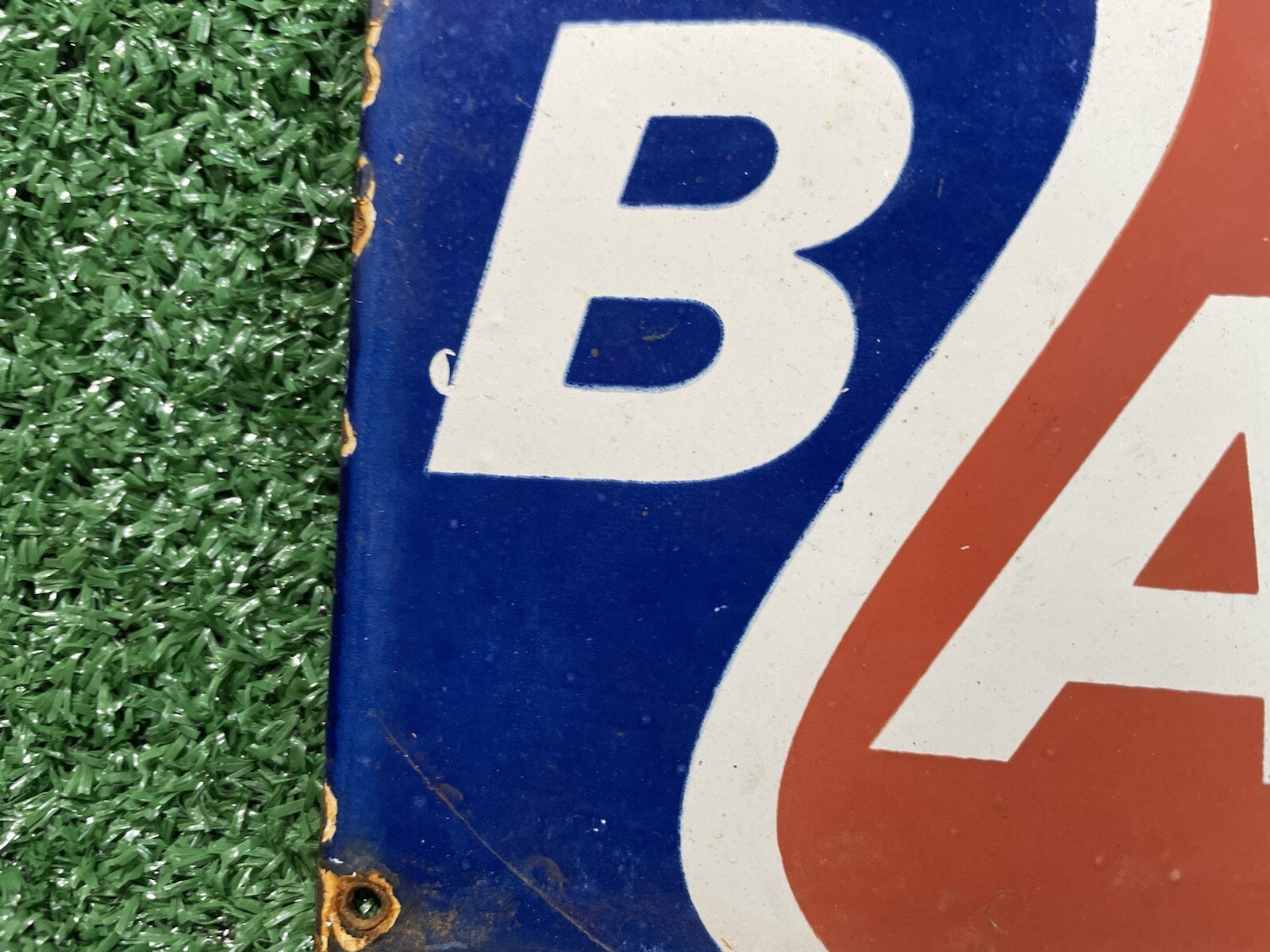 VINTAGE BRITISH AMERICAN OIL PORCELAIN SIGN GAS COMMERCIAL REFINING LUBRICANTS