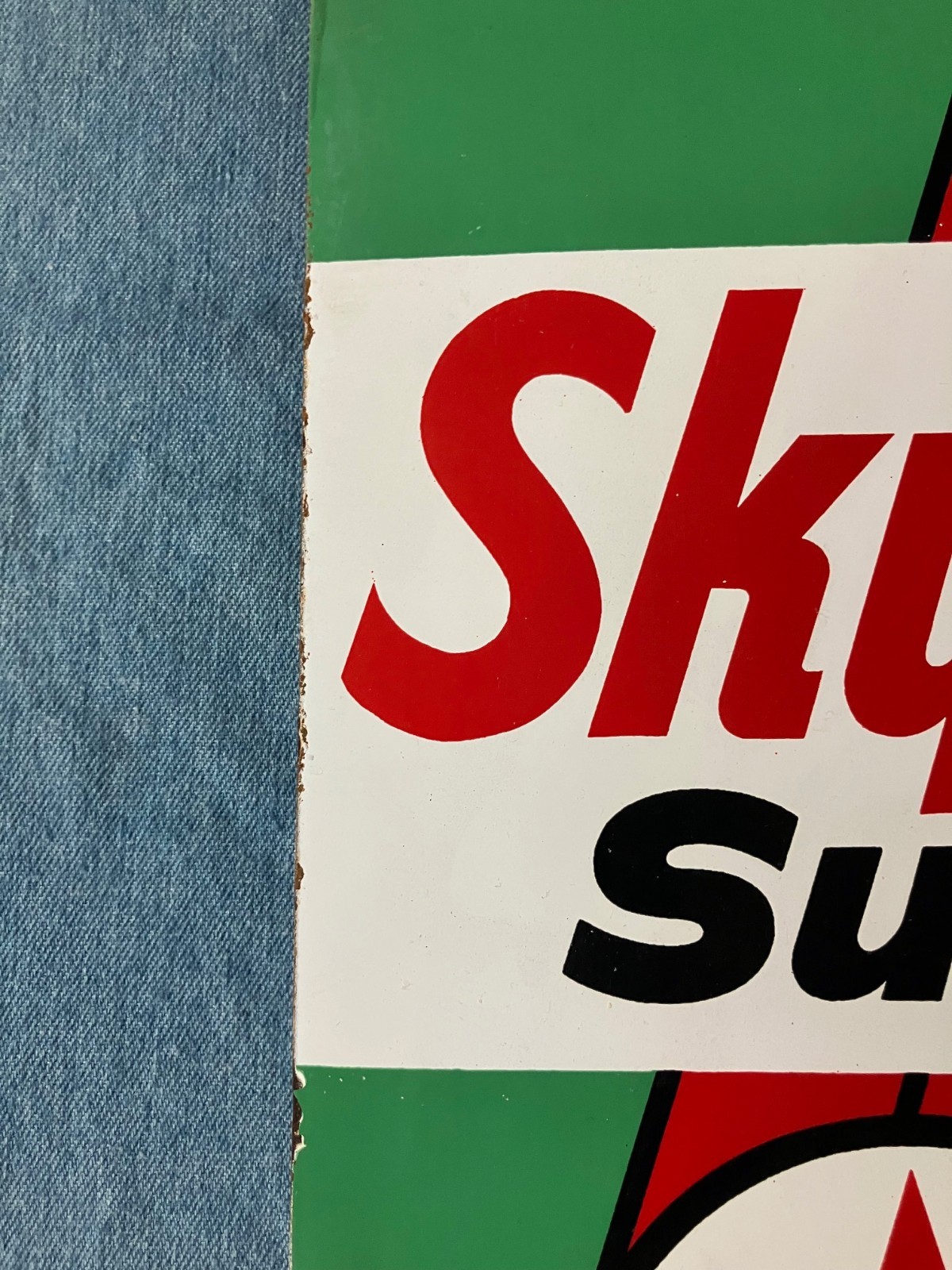 ORIGINAL & AUTHENTIC ”TEXACO SKY CHIEF” 18X12 INCH PORCELAIN SIGN 1961