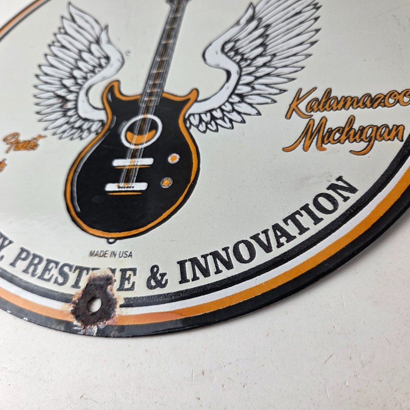 Vintage Gibson Guitars – Acoustic Electric Bass Store Porcelain Gas Station Sign