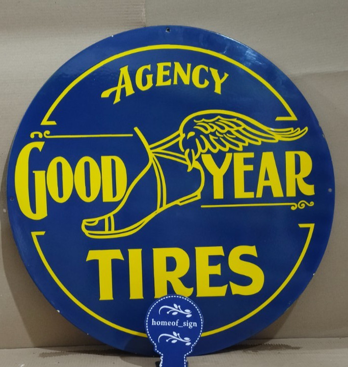 Good Year Tires Porcelain Enamel Sign 30 X 30 Inches 1 sides