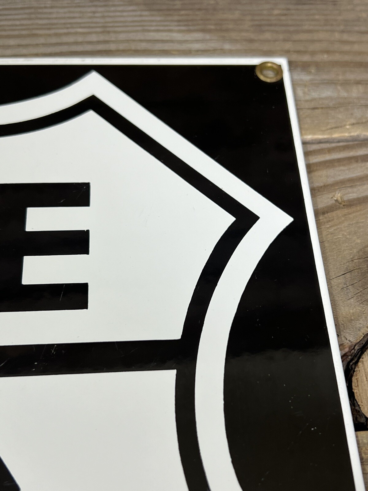 AS-IS Route 66 Porcelain Sign by Ande Rooney 12” x 11-1/4 Scratches Reproduction