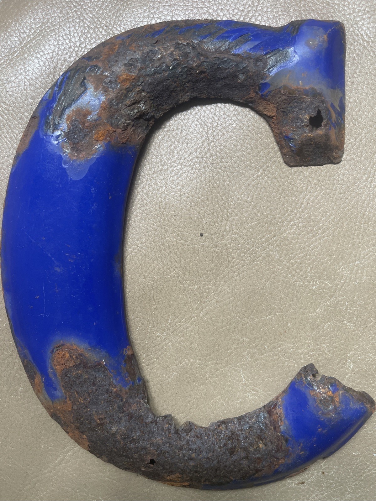 Vintage Porcelain Letter “C” Gulf 10” Gas station SIGN Marquee Blue 1950’s Metal