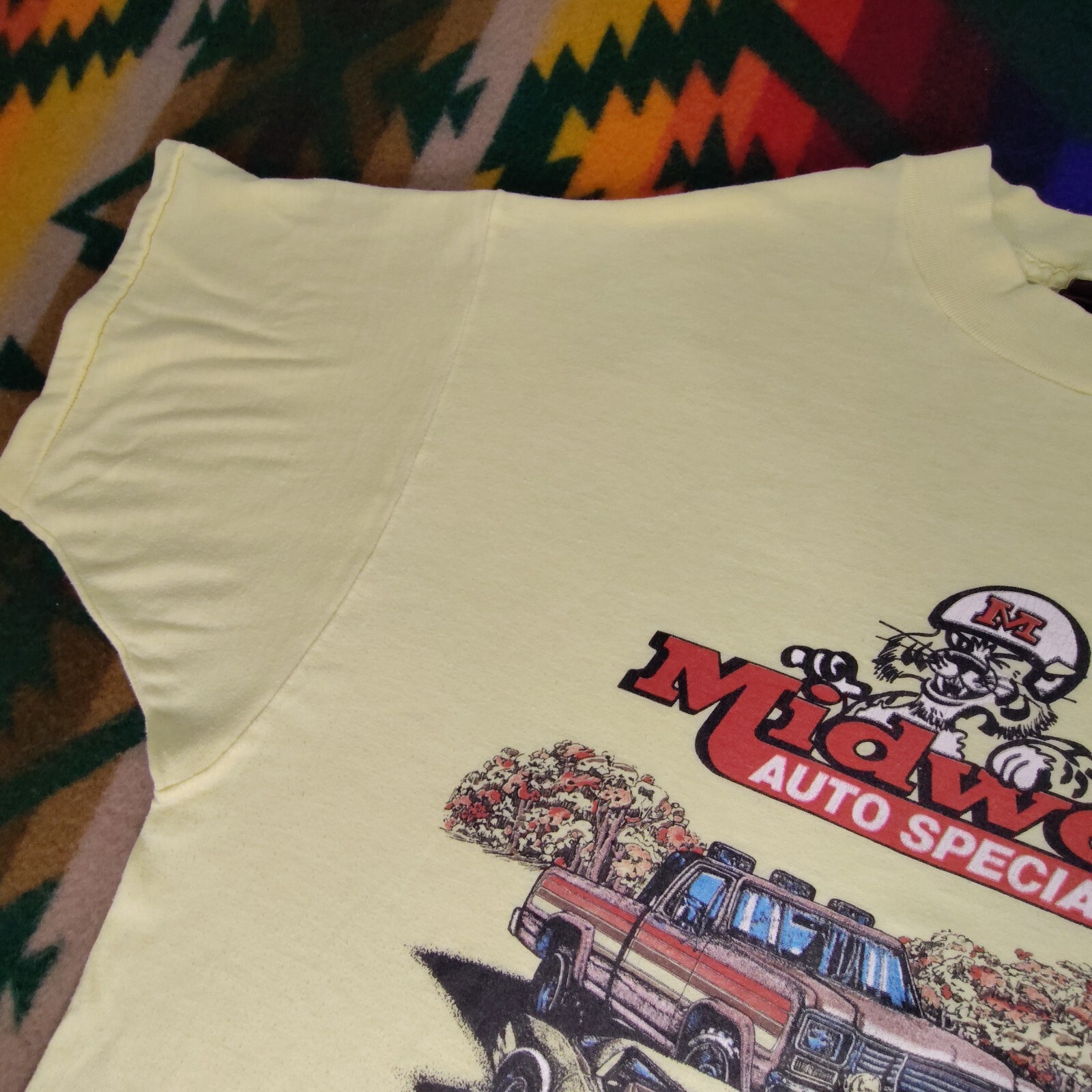 Vtg 80s Midwest Auto Specialties Classic Car Yellow T Shirt Adult Men’s Medium