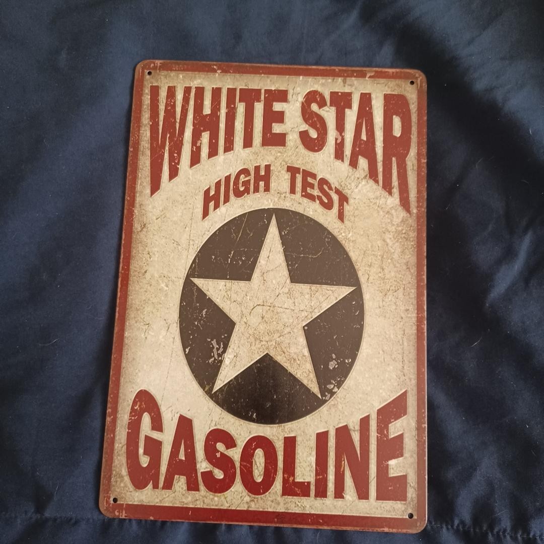 White Star 8″X 12″ Metal Sign Man Cave Wall Art Oil Garage Bar Gas Station Auto