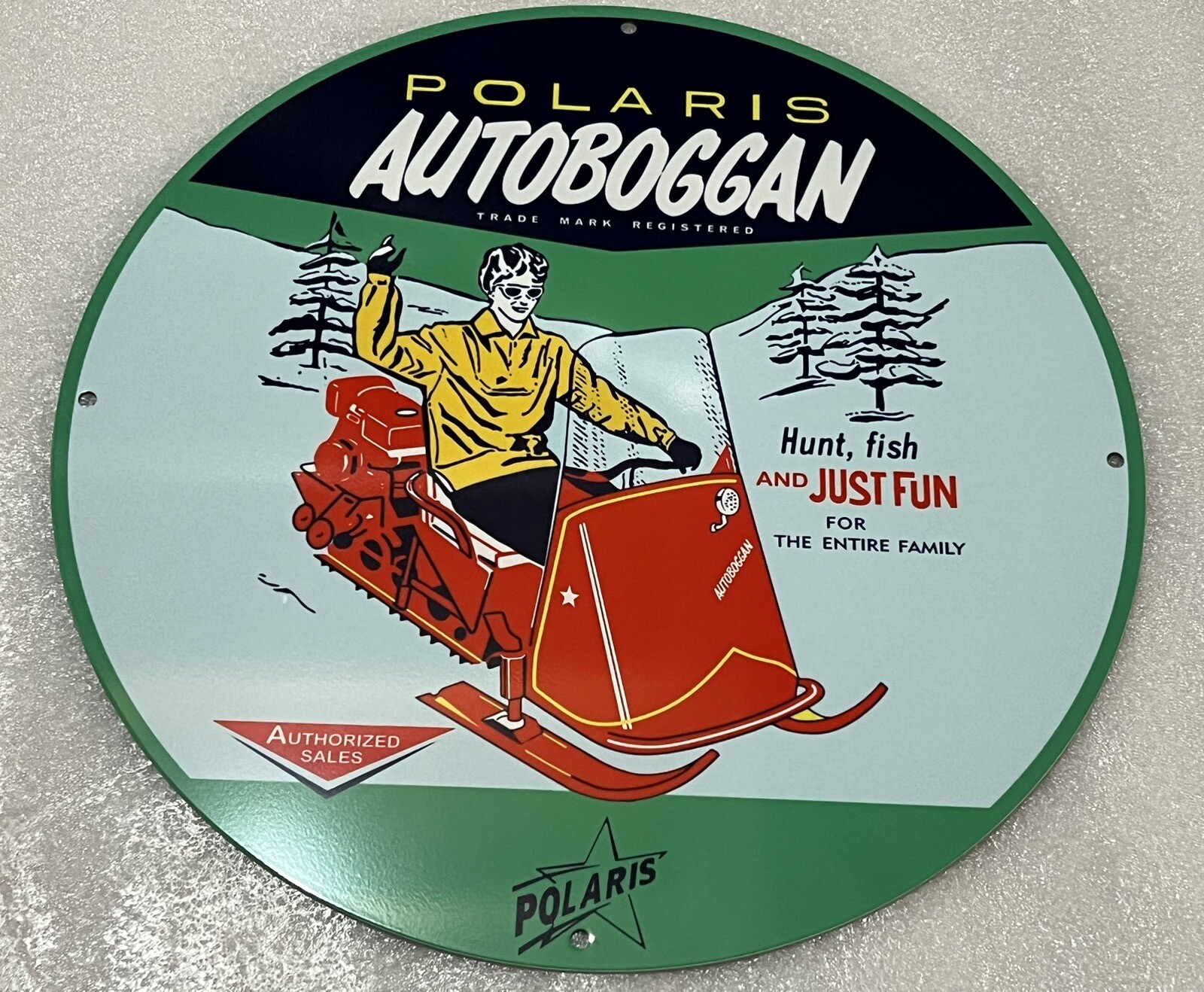 12in Polaris Snowmobiles Heavy Vintage Style Steel Sign