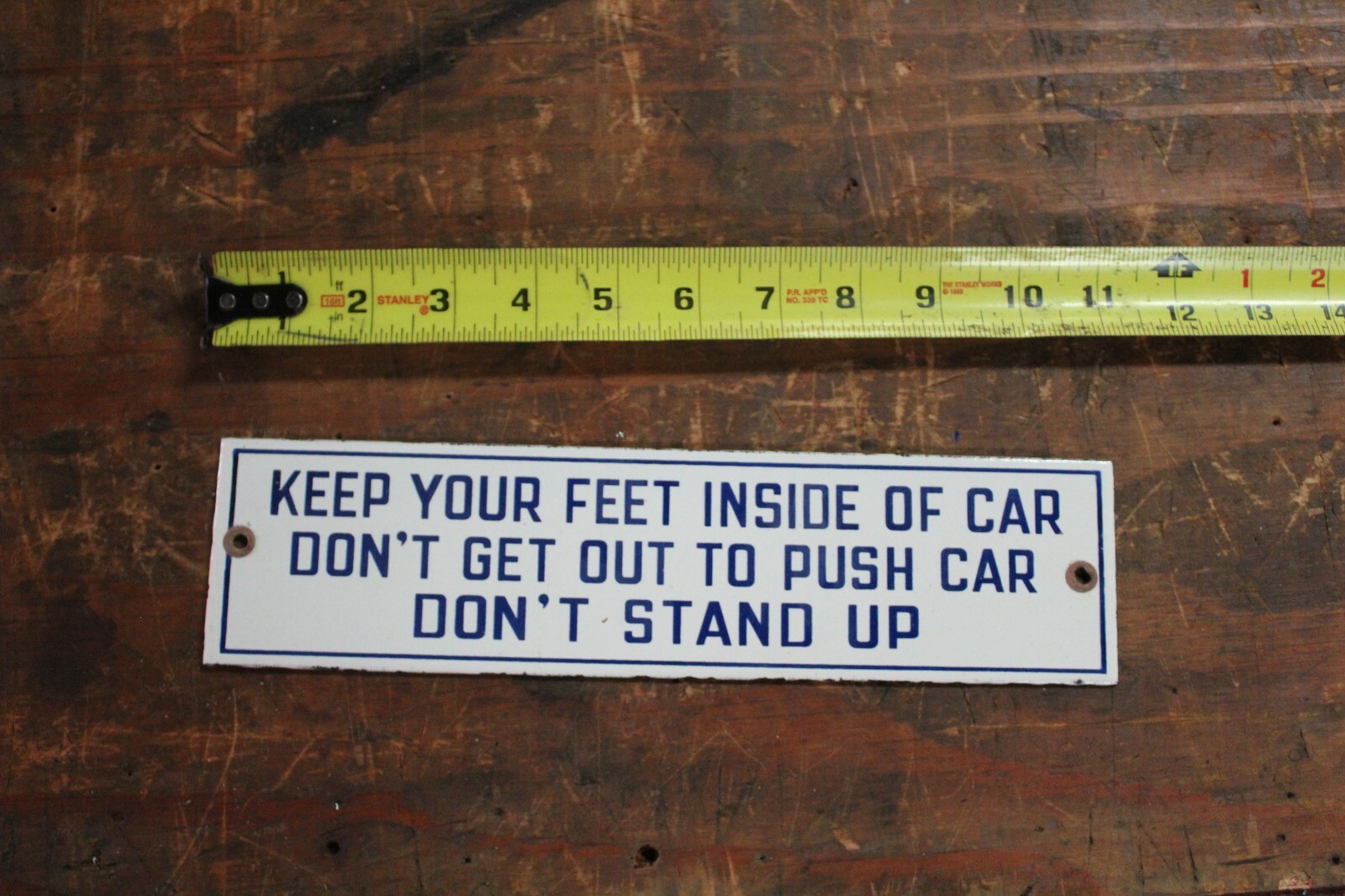 KEEP YOUR FEET INSIDE OF CAR PORCELAIN METAL SIGN CAB RAILROAD TRAIN POLICE GAS