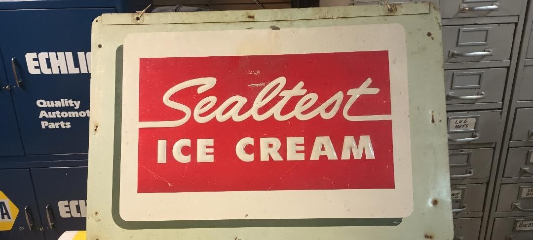 Sealtest Ice Cream Double Sided Embossed Metal Sign – 25″ x 36″ – Vintage