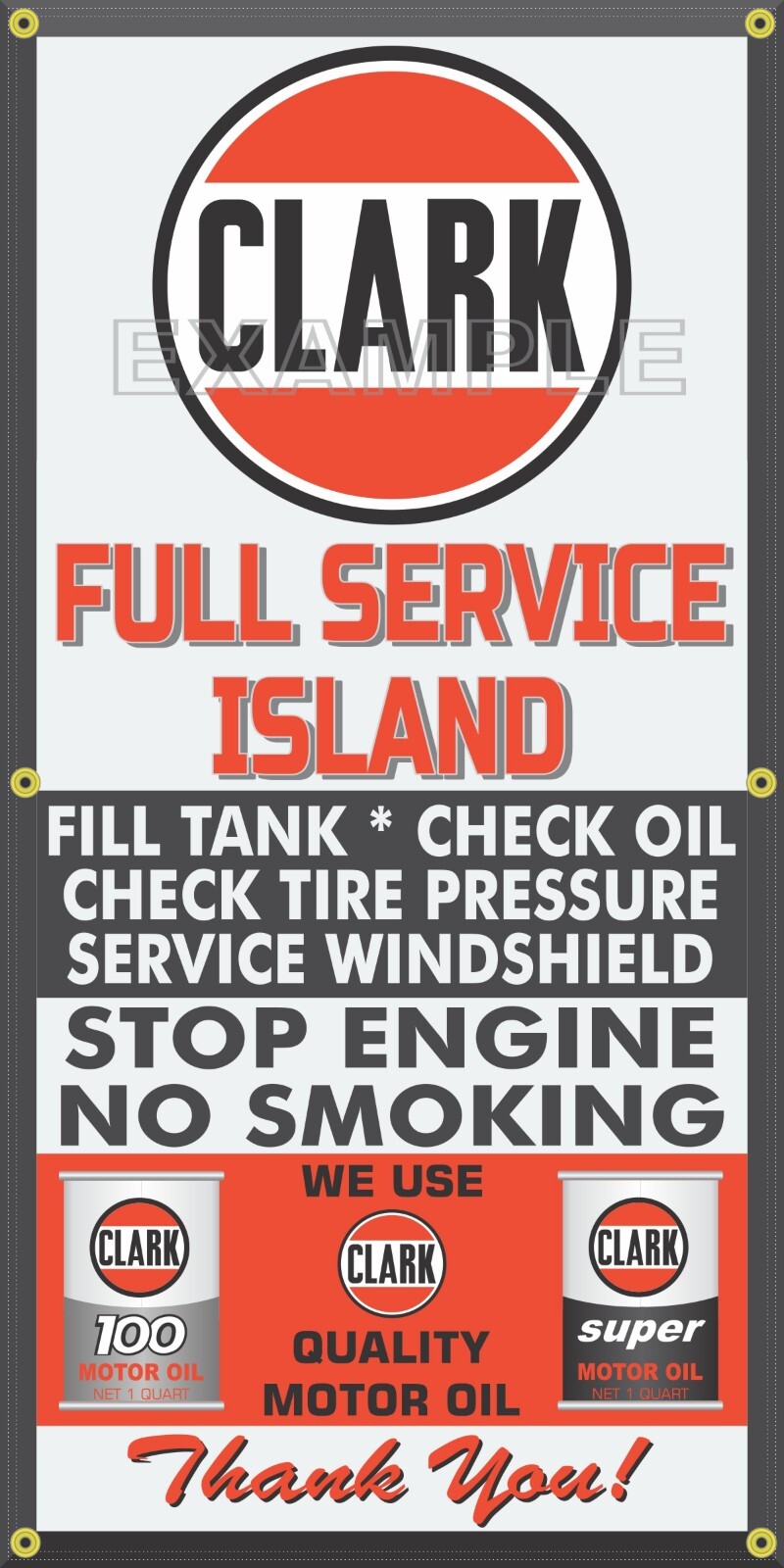 CLARK GAS STATION FULL SERVICE ISLAND VINTAGE SIGN REMAKE BANNER SIGN ART MURAL