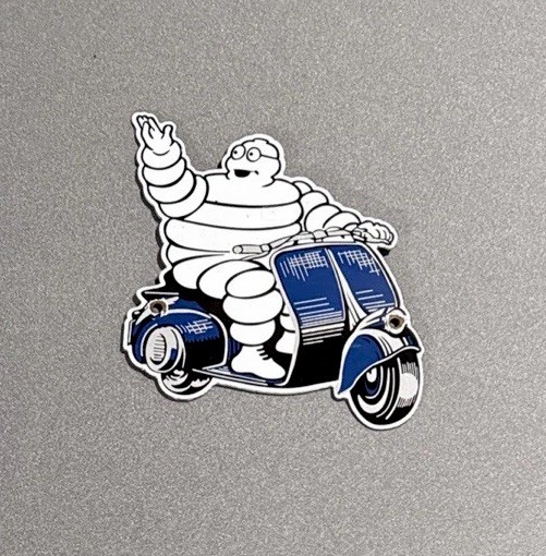 VINTAGE MICHELIN MAN TIRES SCOOTER PORCELAIN SIGN CAR GAS TRUCK OIL MOTORCYCLE
