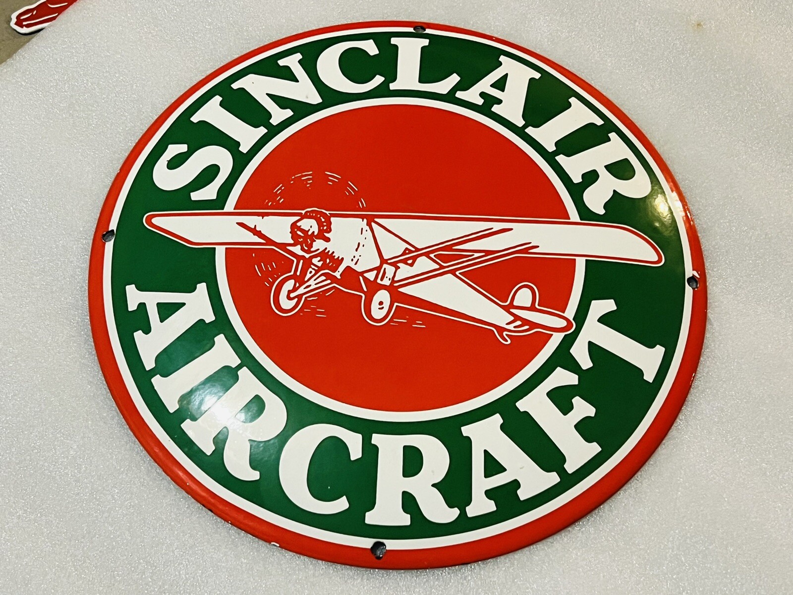Dome Sinclair Aircraft Airplane Gasoline oil PORCELAIN ENAMEL SIGN Pump Plate