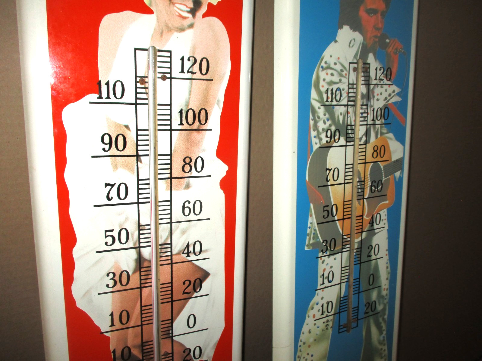 MARILYN & ELVIS – Two Thermometer Sign Set – Rock & Roll Movie Star -BIG 39″Tall