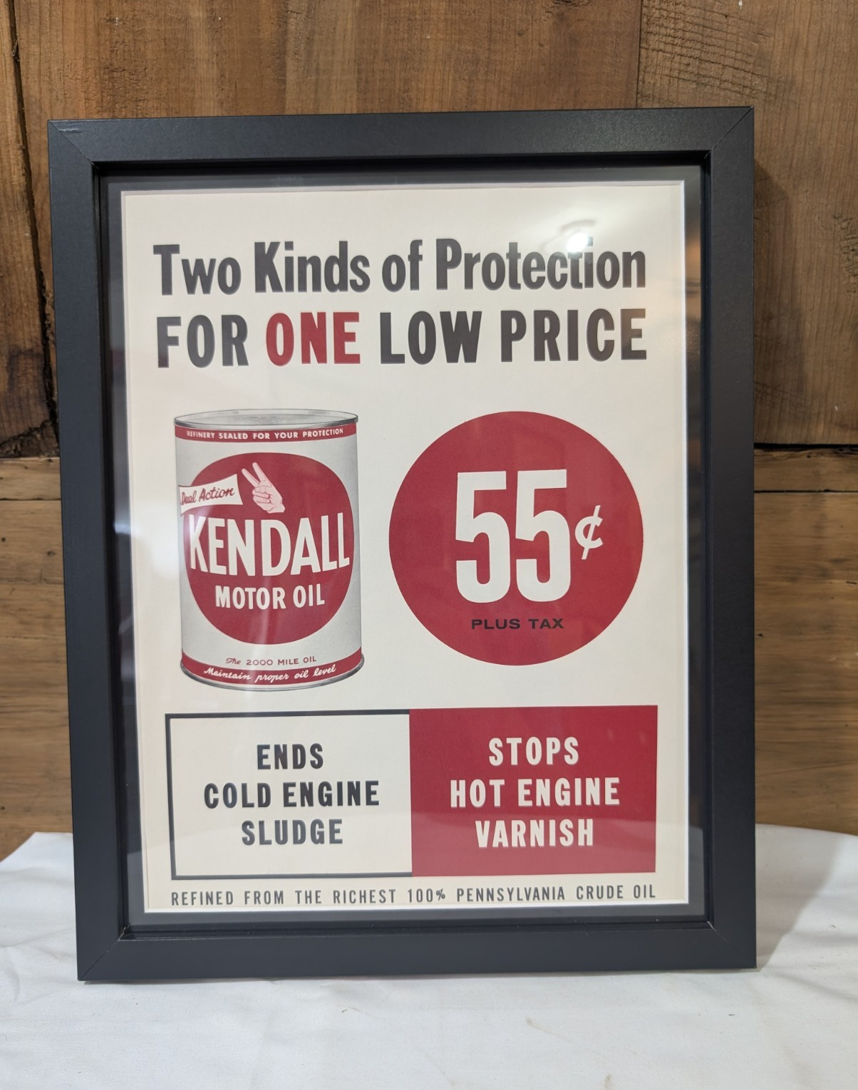 Original Saturday Evening Post Kendall Motor Oil Framed Paper 12¼”x15½”