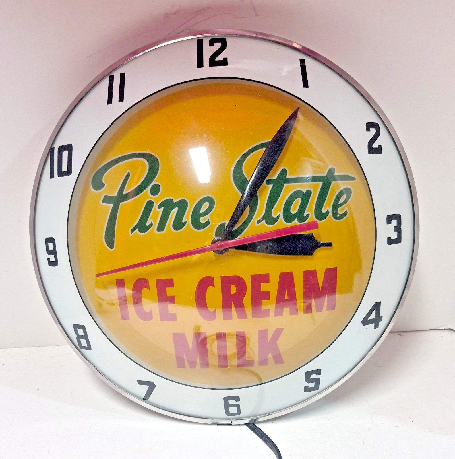 Vintage & Original API PINE STATE (NC) ICE CREAM Double Bubble Advertising CLOCK