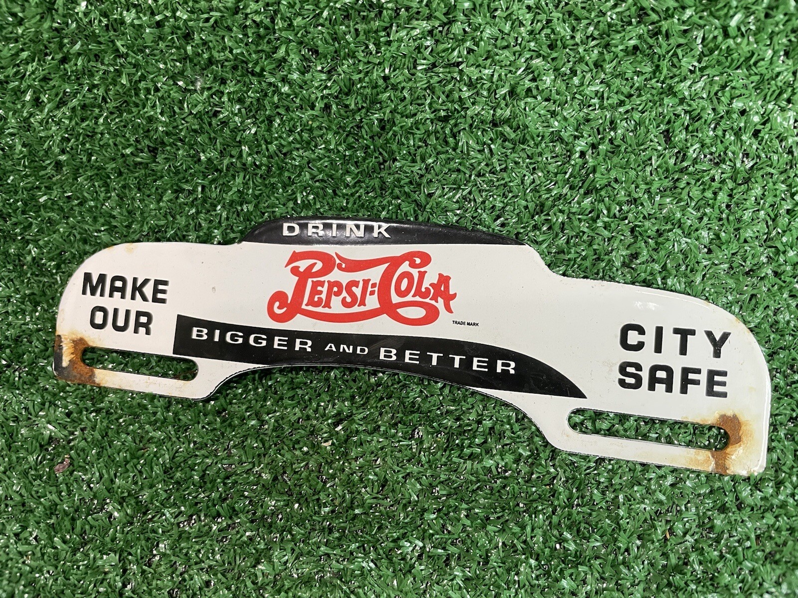 VINTAGE PEPSI COLA PORCELAIN SIGN SODA BEVERAGE ADVERTISING PLATE TOPPER PLAQUE